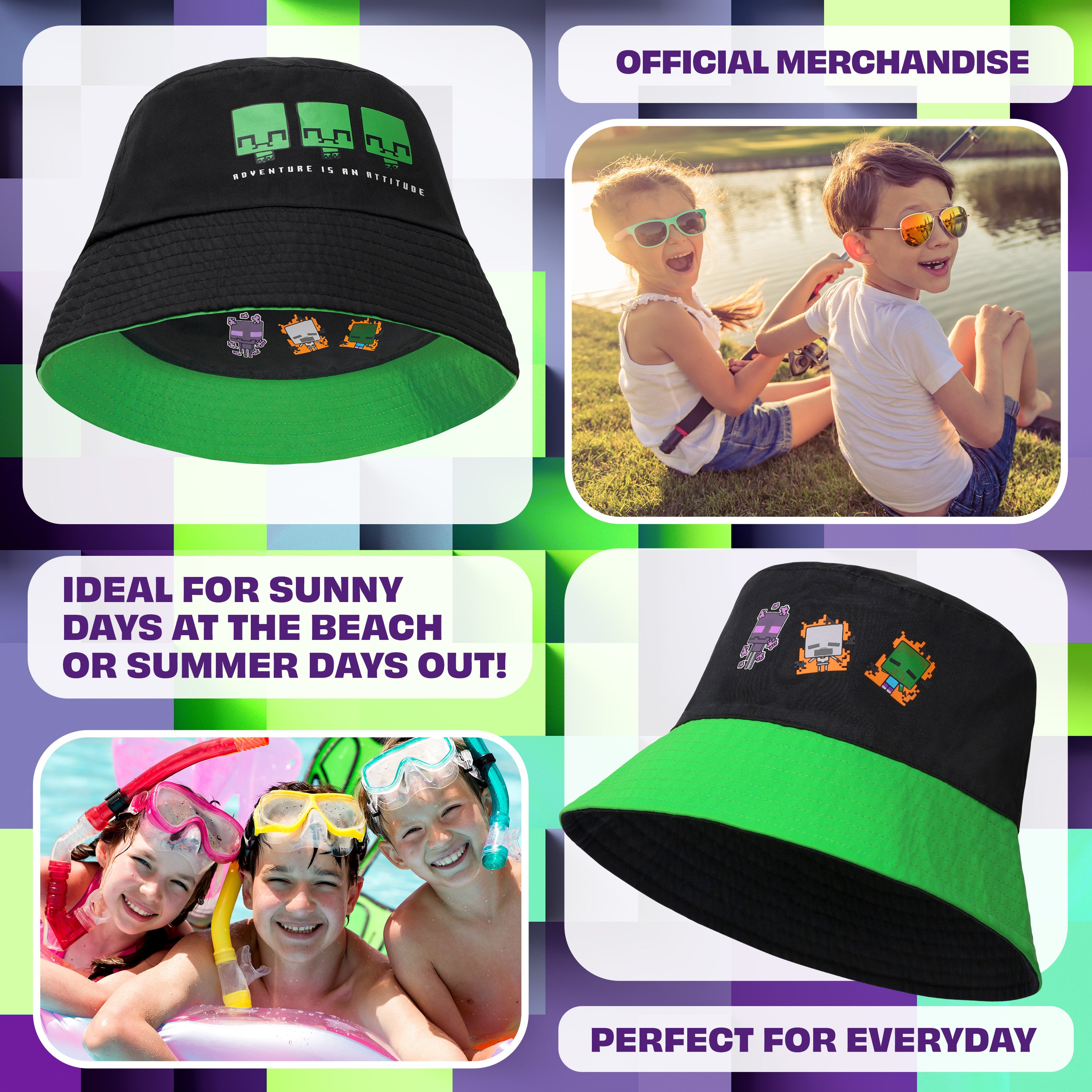 minecraft-bob-enfant-chapeau-soleil-l-ger-motif-gaming image 4