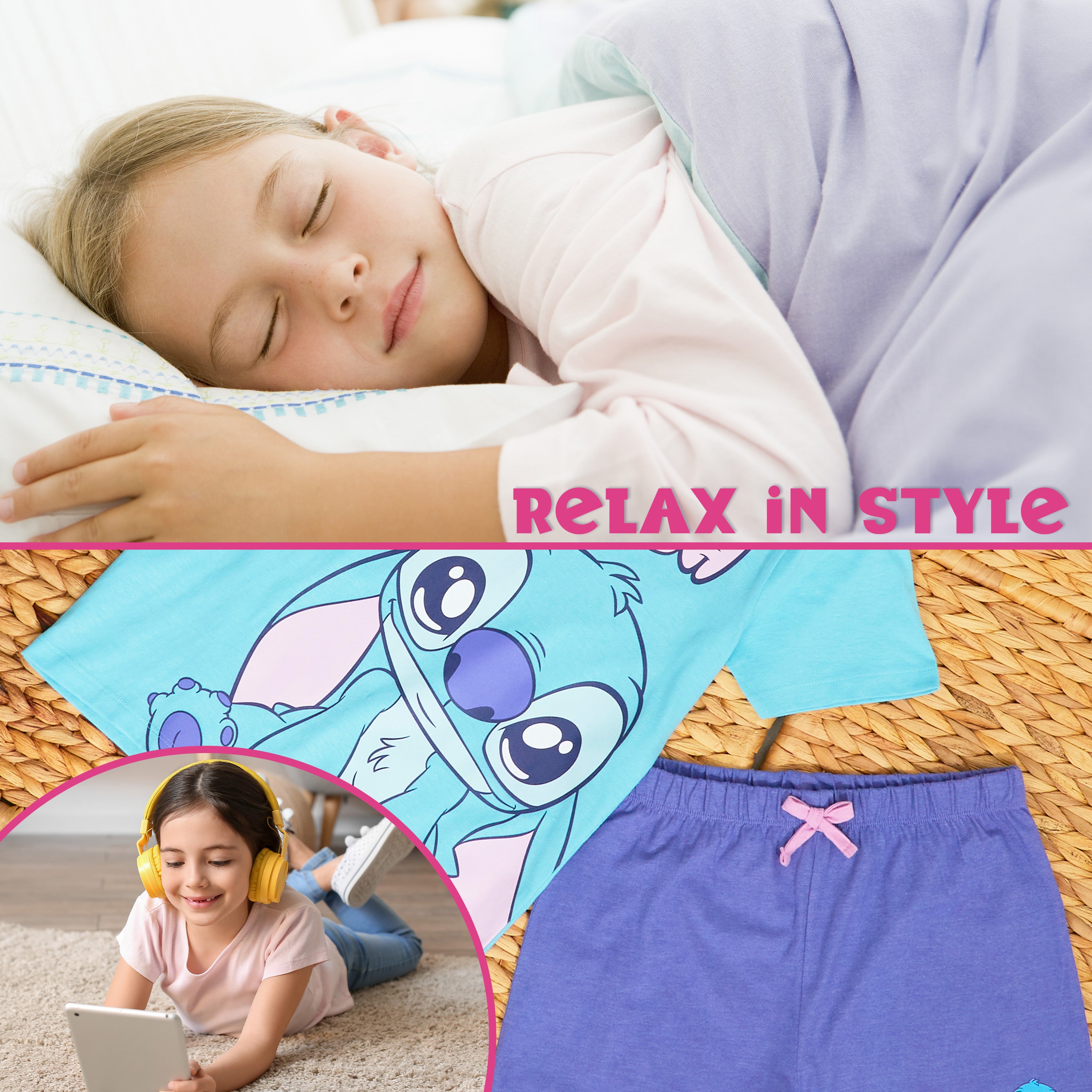 disney-stitch-pyjama-court-fille-coton-9-10-ans image 5