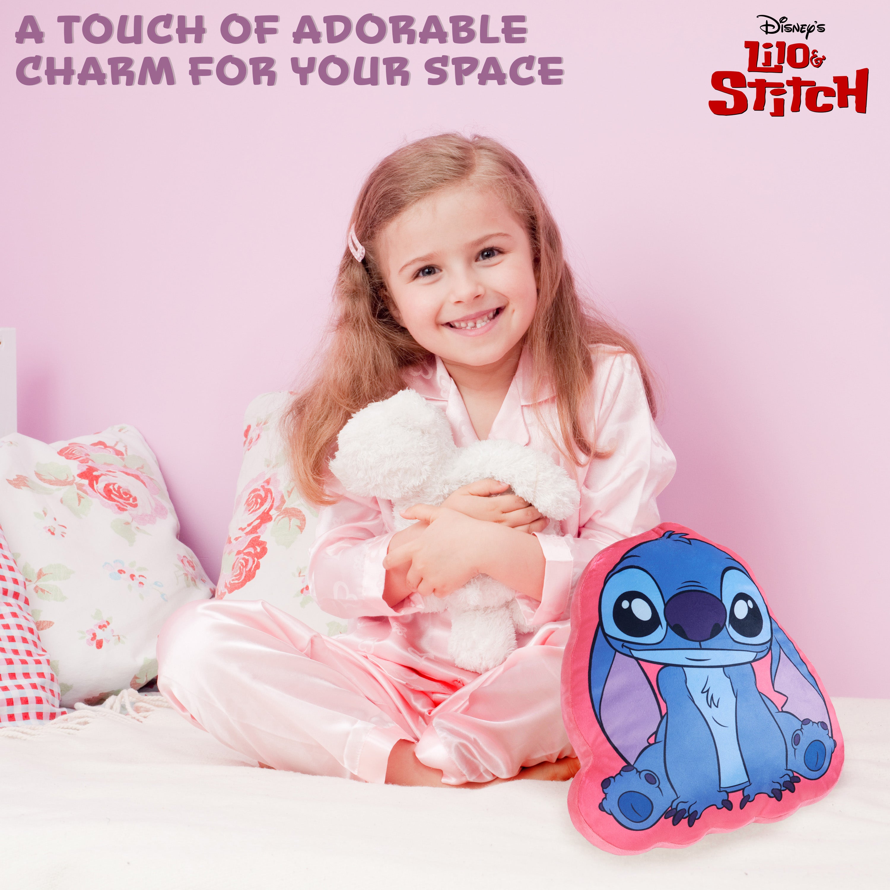 disney-stitch-coussin-peluche-fille-bleu-rose-35x33-cm image 5