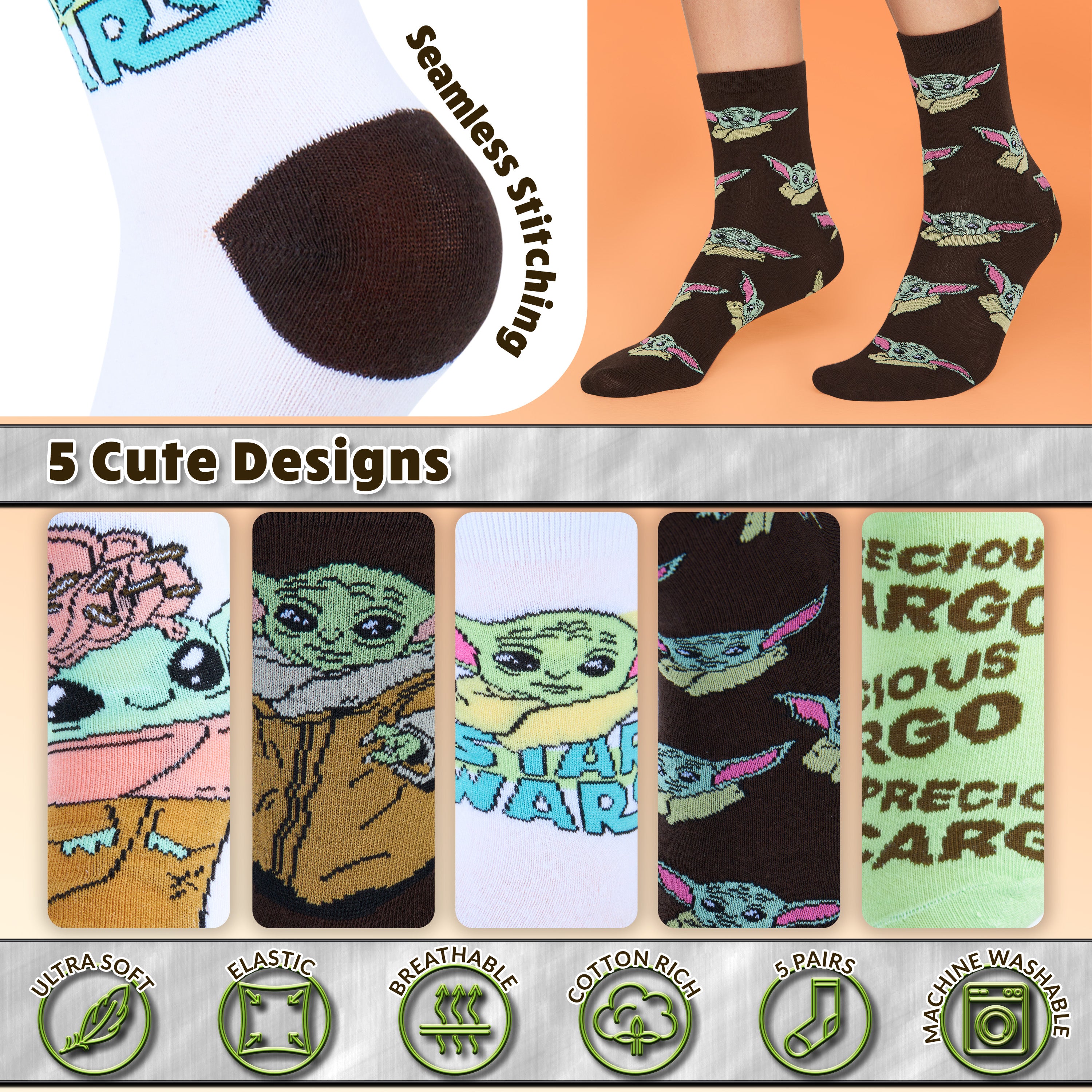 disney-mandalorian-chaussettes-baby-yoda-grogu-lot-5-coton image 4