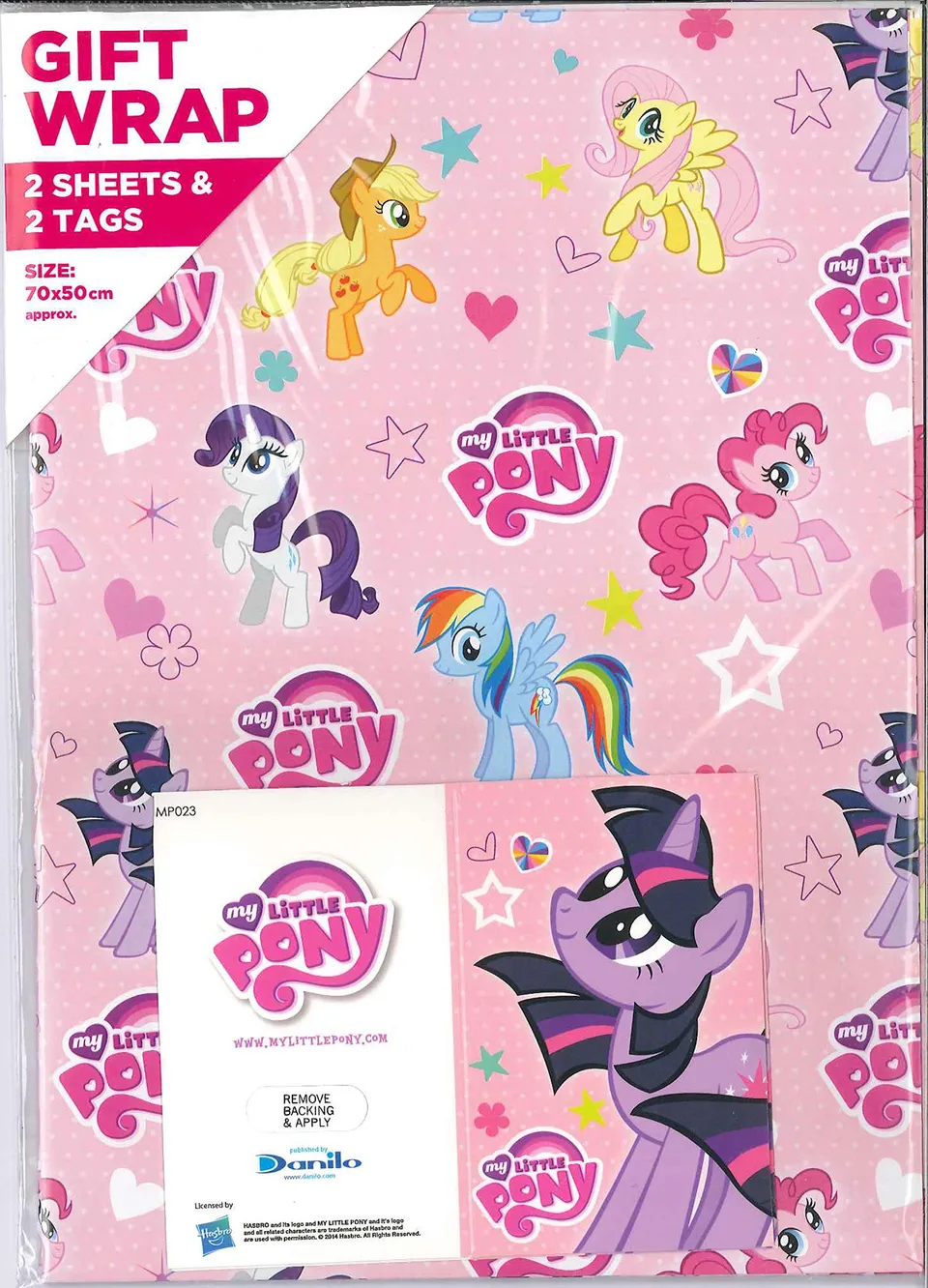 my-little-pony-papier-cadeau-lot-2-feuilles-tiquette image 1