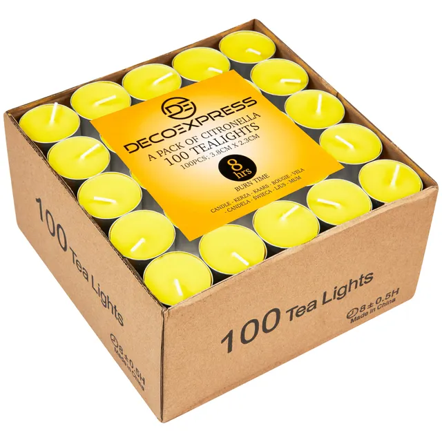 deco-express-bougies-citronnelle-chauffe-plat-lot-100-x-8h image 1