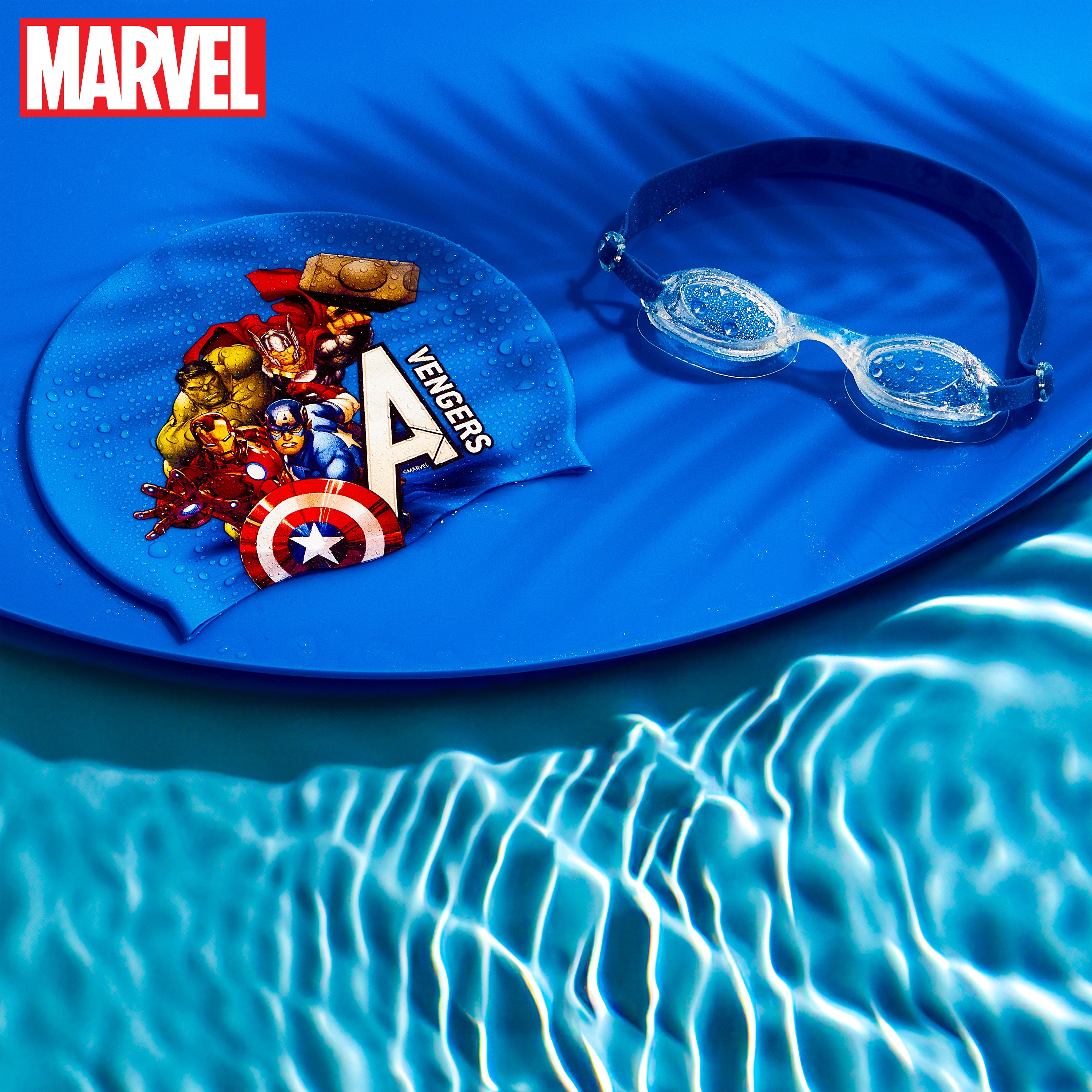 marvel-avengers-lunettes-de-piscine-enfant-bonnet-bleu-6-14-ans image 2