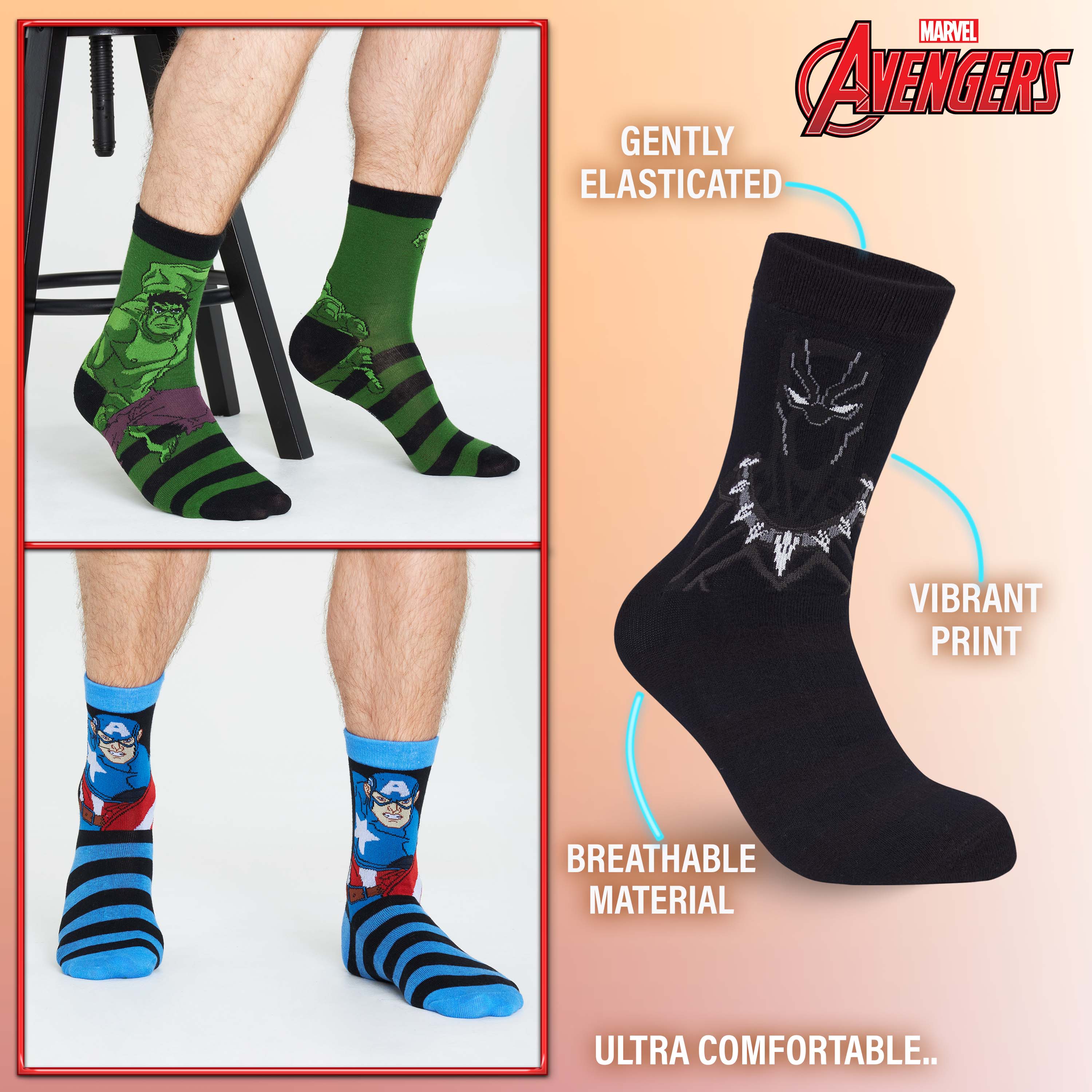 marvel-chaussettes-homme-mi-mollet-lot-5-respirant image 5