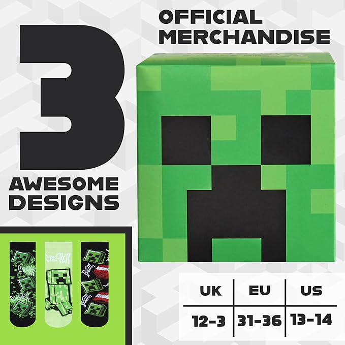 minecraft-chaussettes-gar-on-mi-mollet-lot-respirantes image 2