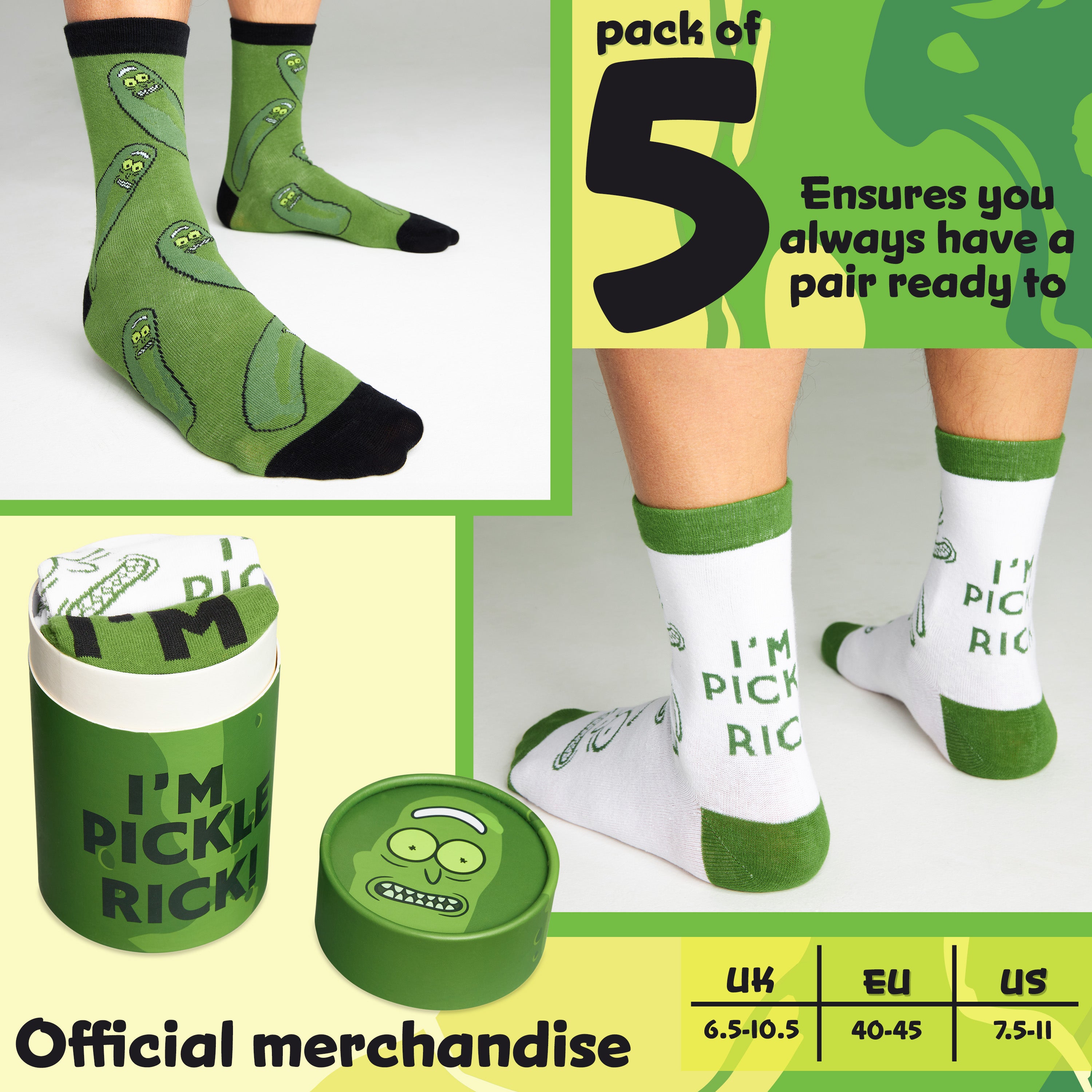 rick-et-morty-chaussettes-homme-lot-de-5-mi-mollet-coton image 6
