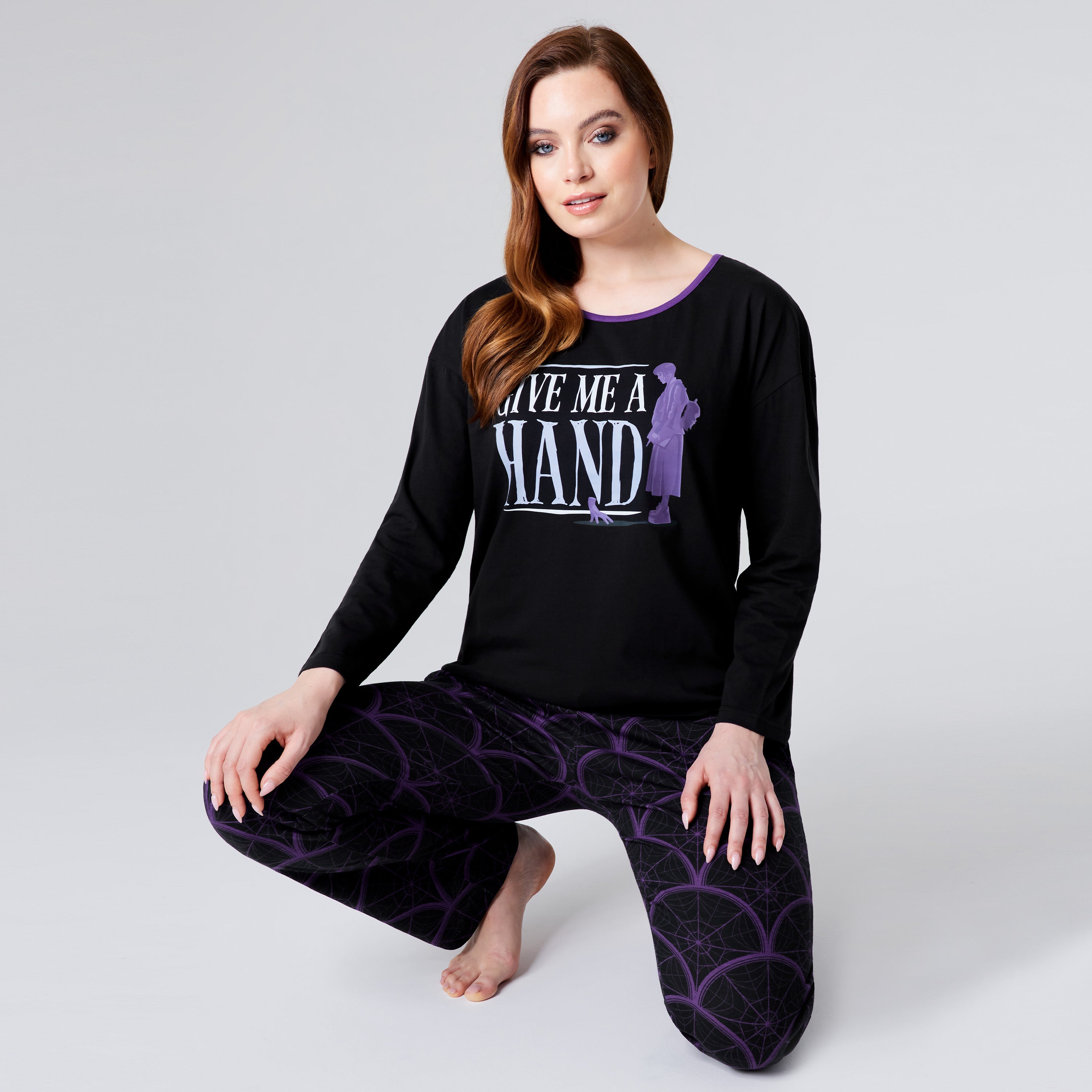 get-trend-wednesday-pyjama-femme-ensemble-coton-noir image 4