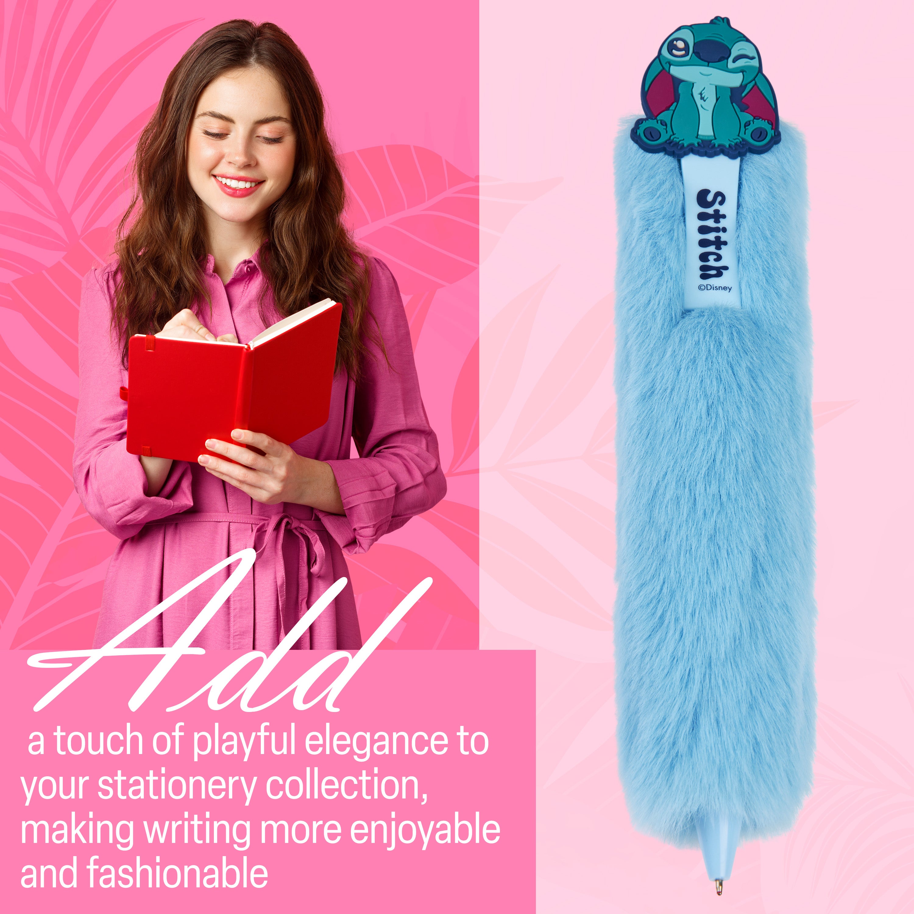 disney-stitch-stylo-bille-r-tractable-fluffy-bleu-encre-noire image 3