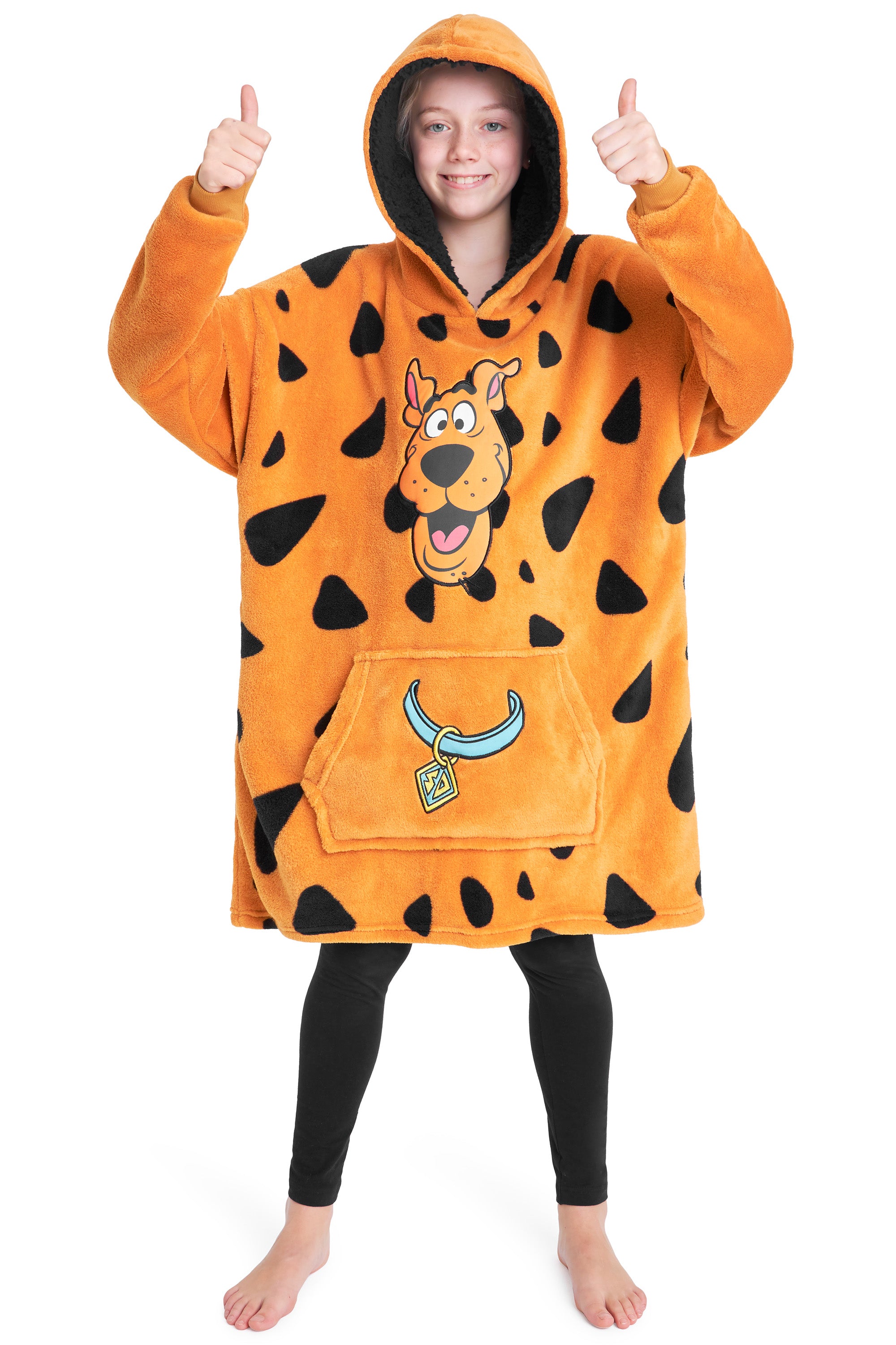 scooby-doo-plaid-hoodie-enfant-marron-polaire-sherpa image 1