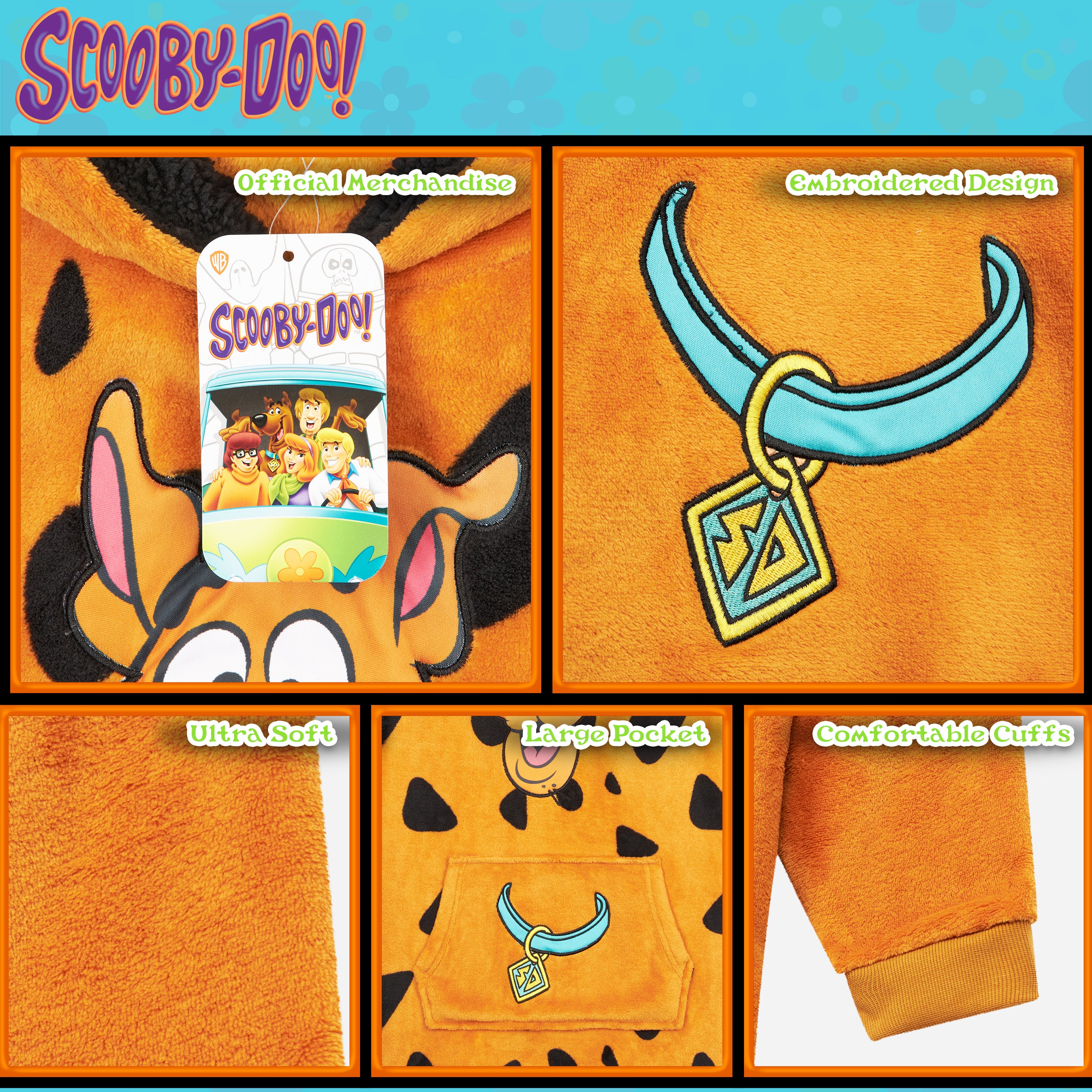 scooby-doo-plaid-hoodie-enfant-marron-polaire-sherpa image 6