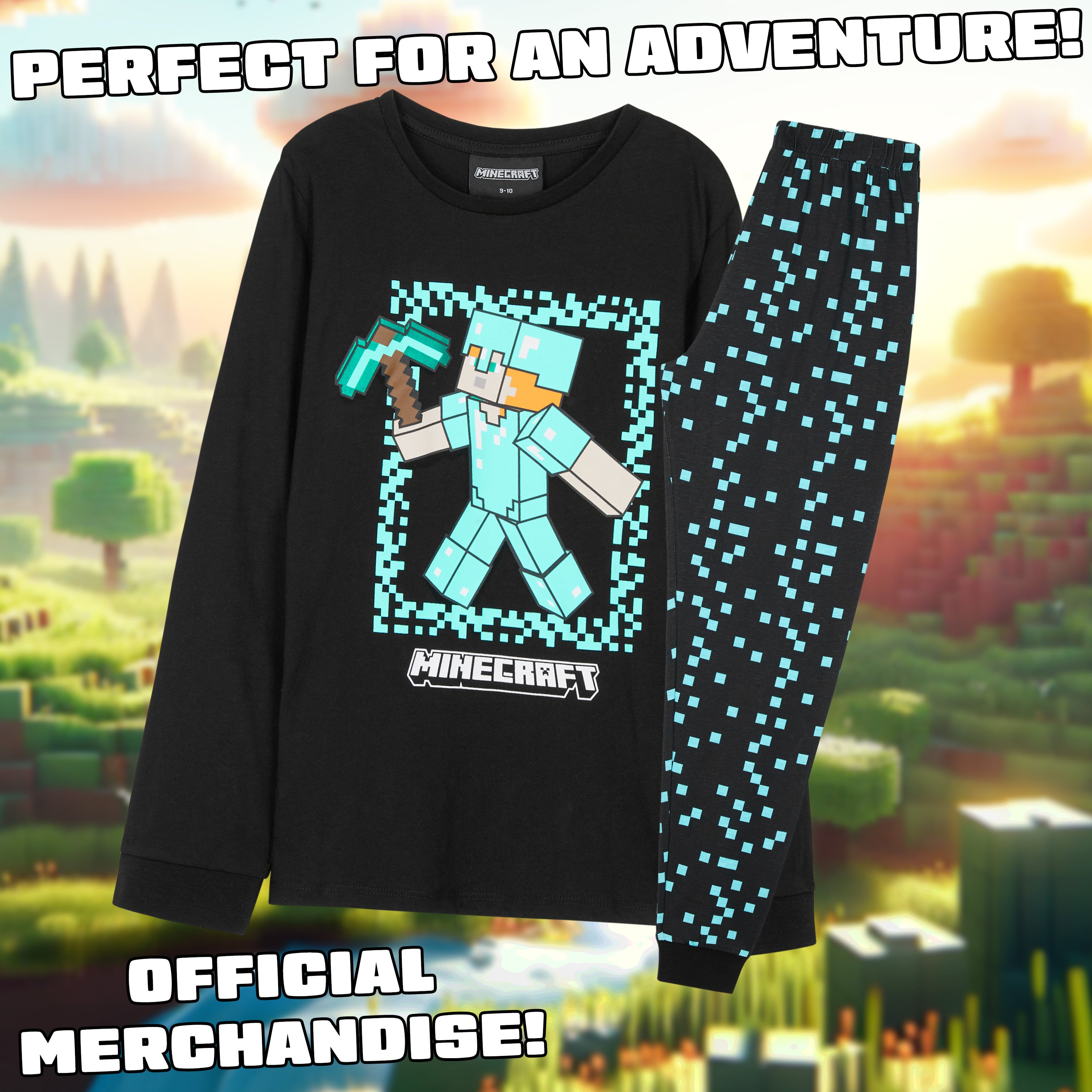 minecraft-pyjama-long-gar-on-coton-9-10-ans-creeper image 5