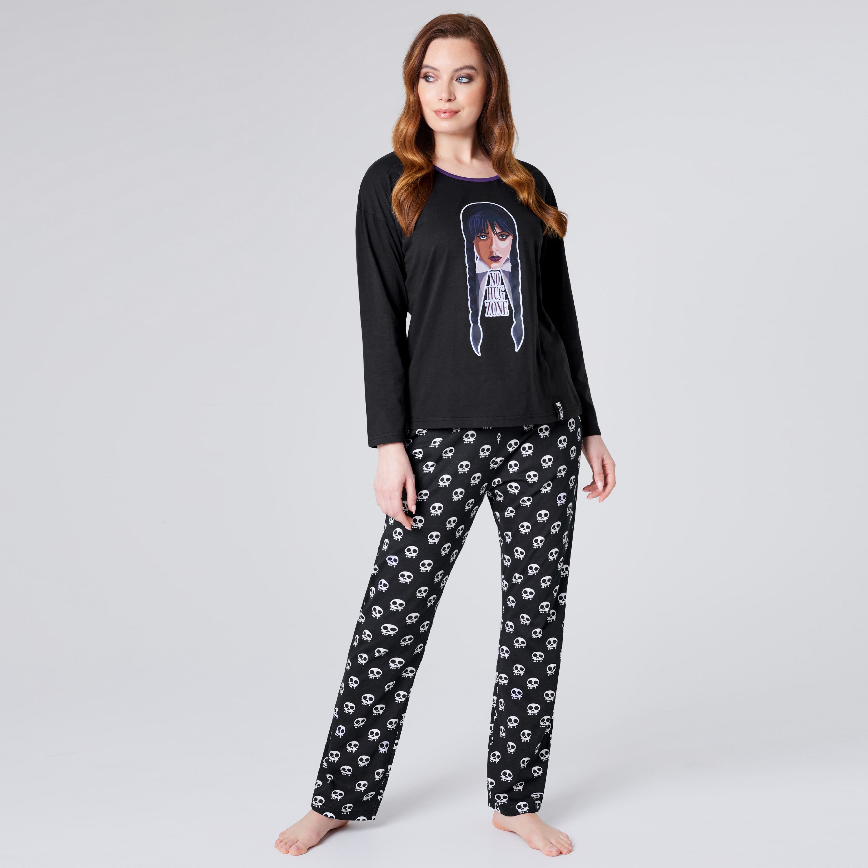 wednesday-pyjama-femme-coton-noir-manches-longues-s-xl image 5