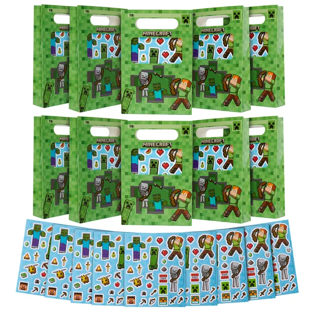 minecraft-sachets-de-f-te-10-pi-ces-avec-stickers image 1