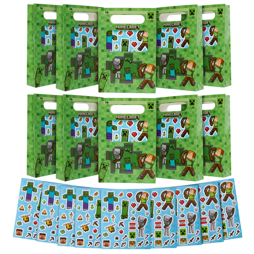 minecraft-sachets-de-f-te-10-pi-ces-avec-stickers image 1