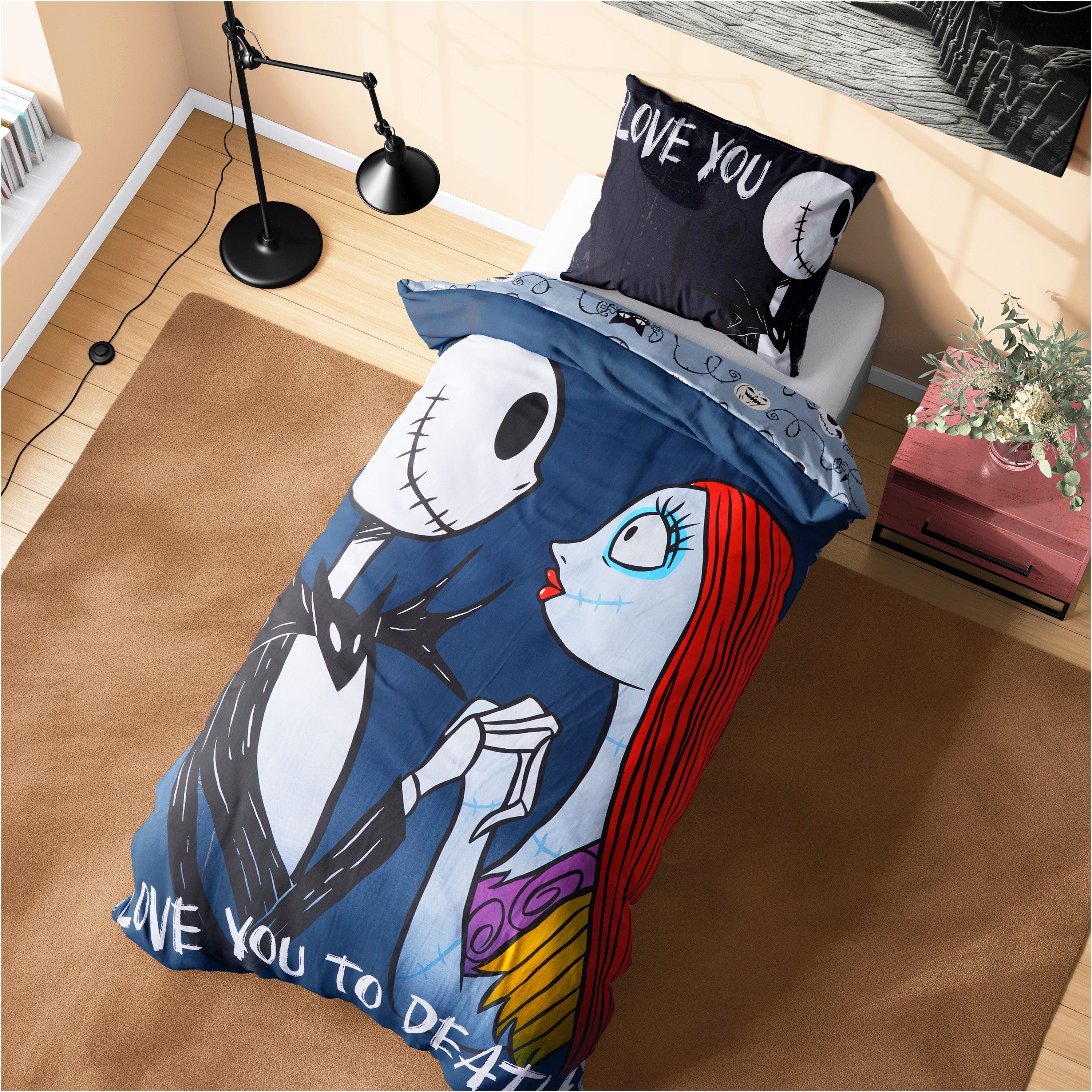disney-jack-sally-housse-de-couette-single-1-personne-noire-taie image 1