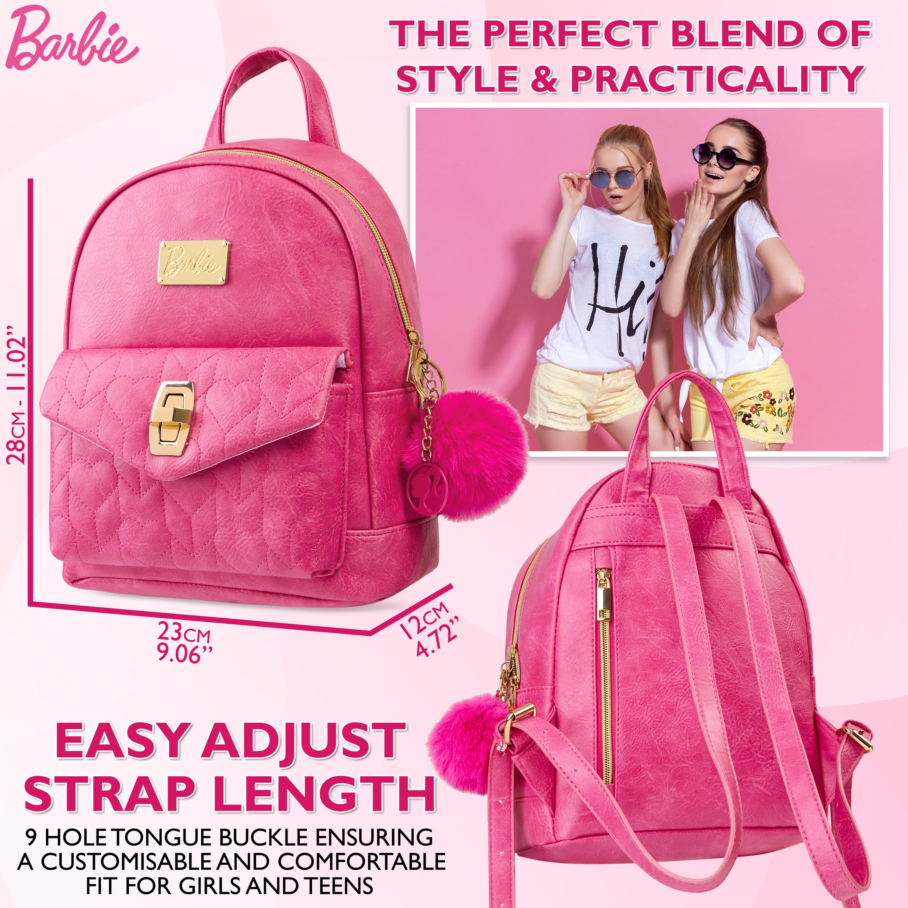 barbie-sac-dos-femme-similicuir-rose-bretelles-r-glables image 6