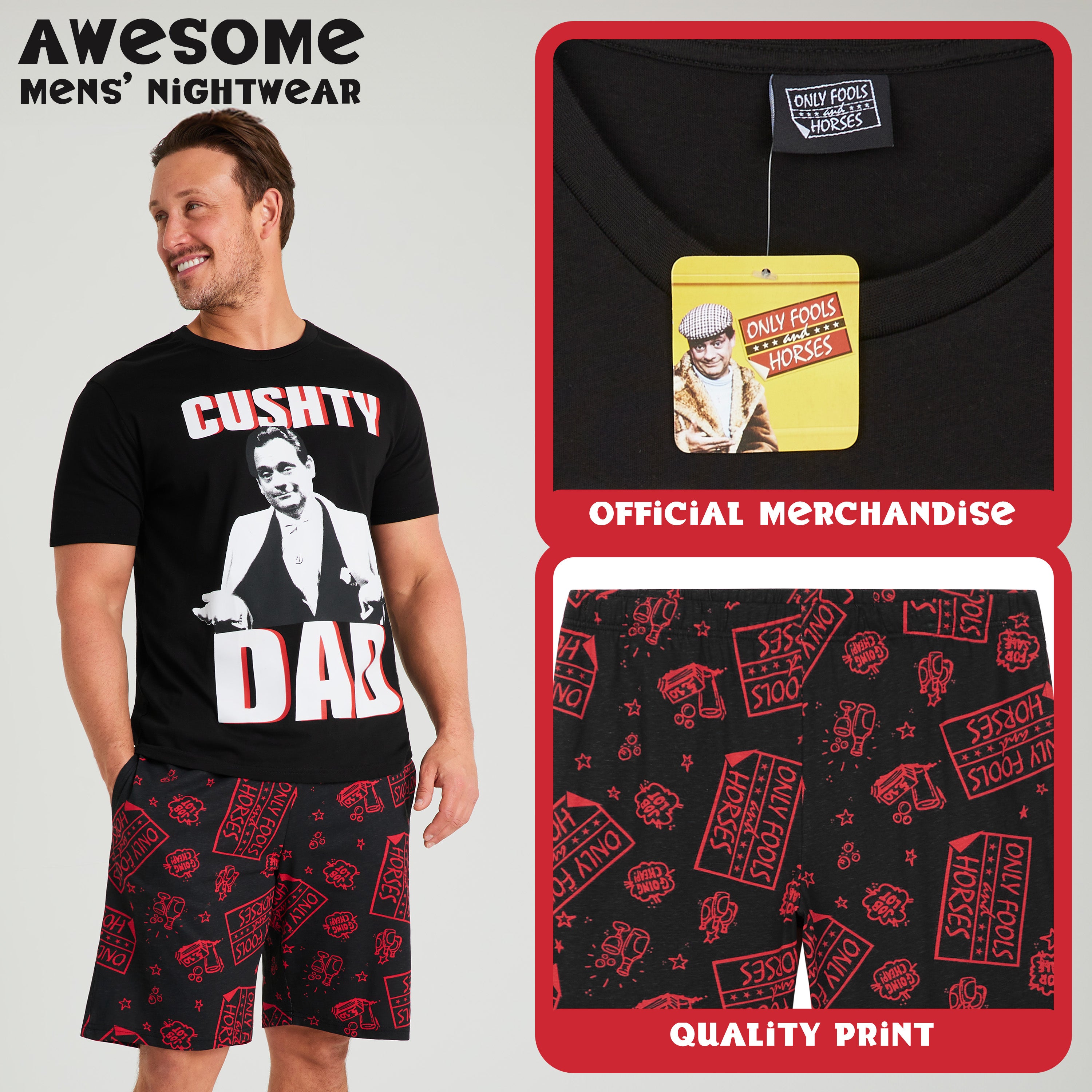 only-fools-and-horses-pyjama-court-homme-coton-noir image 4