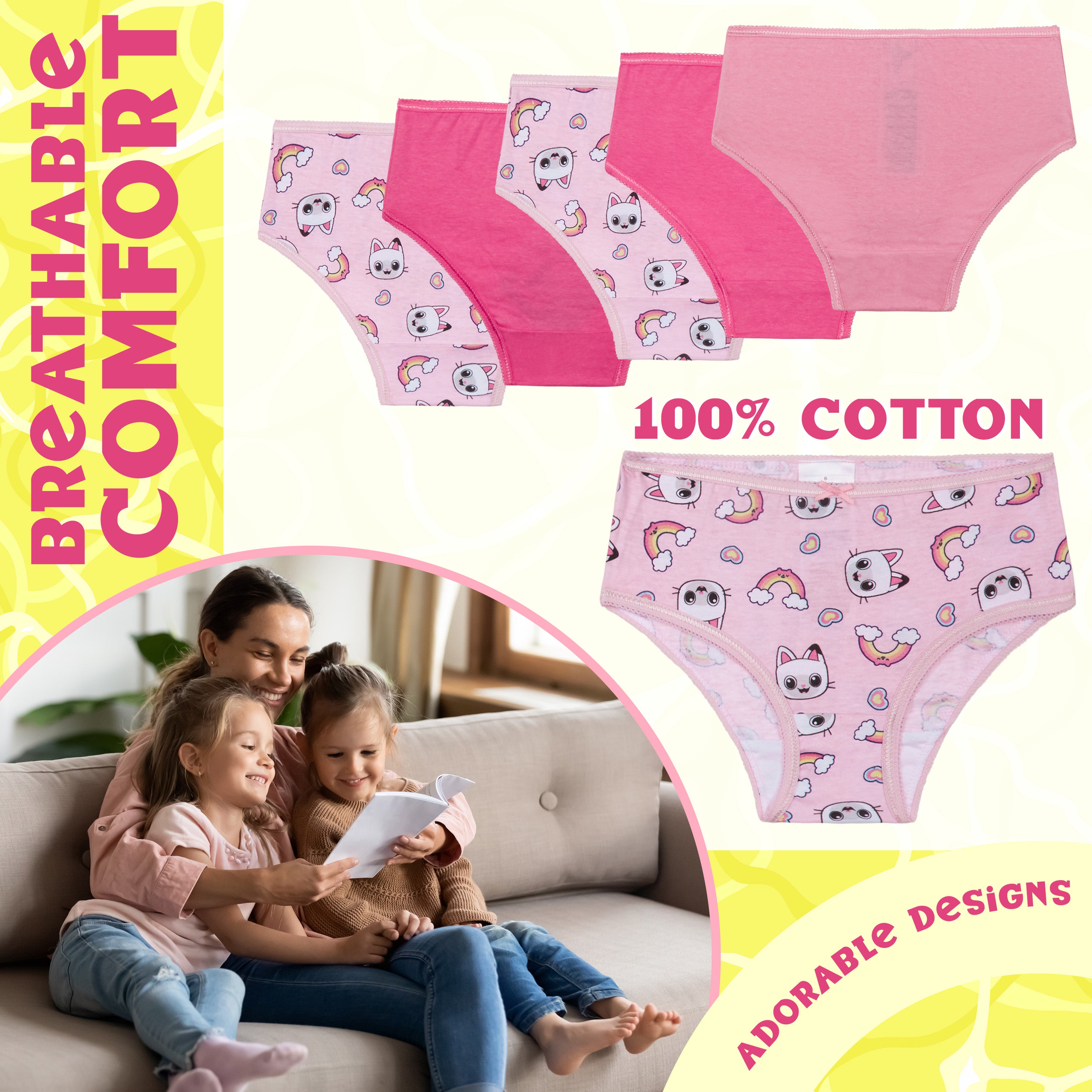 gabby-s-dollhouse-culottes-fille-lot-5-coton-respirant image 3