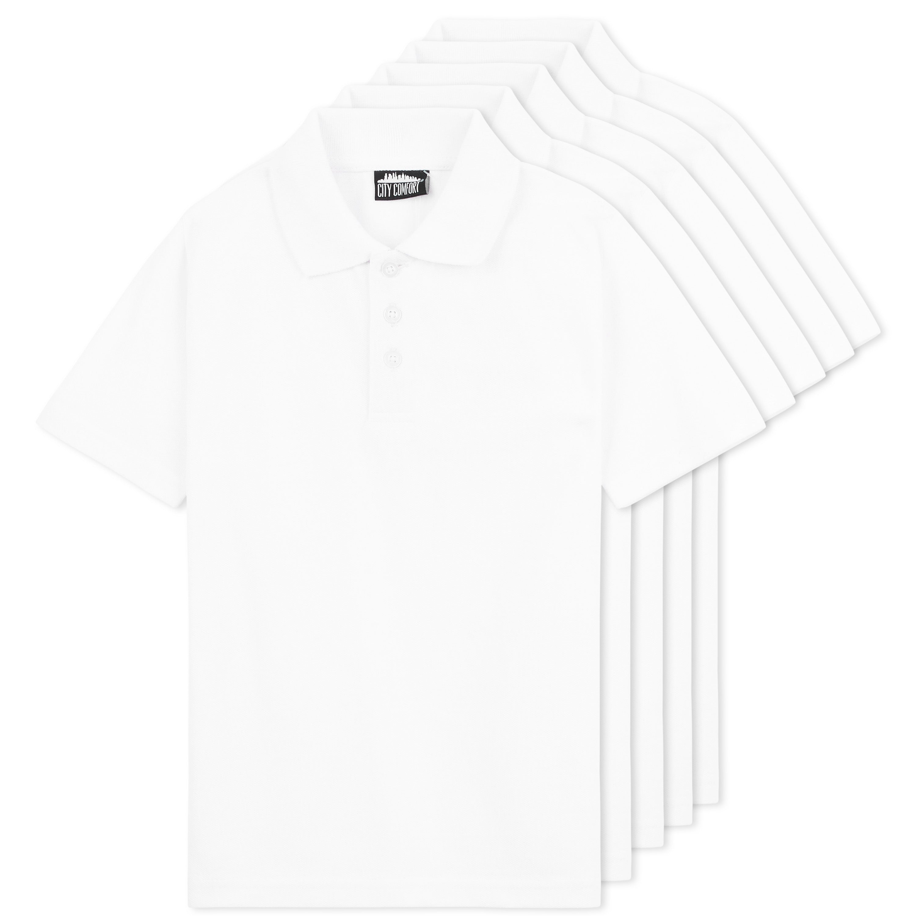 citycomfort-polo-blanc-enfant-manche-courte-lot-de-5-coton image 1