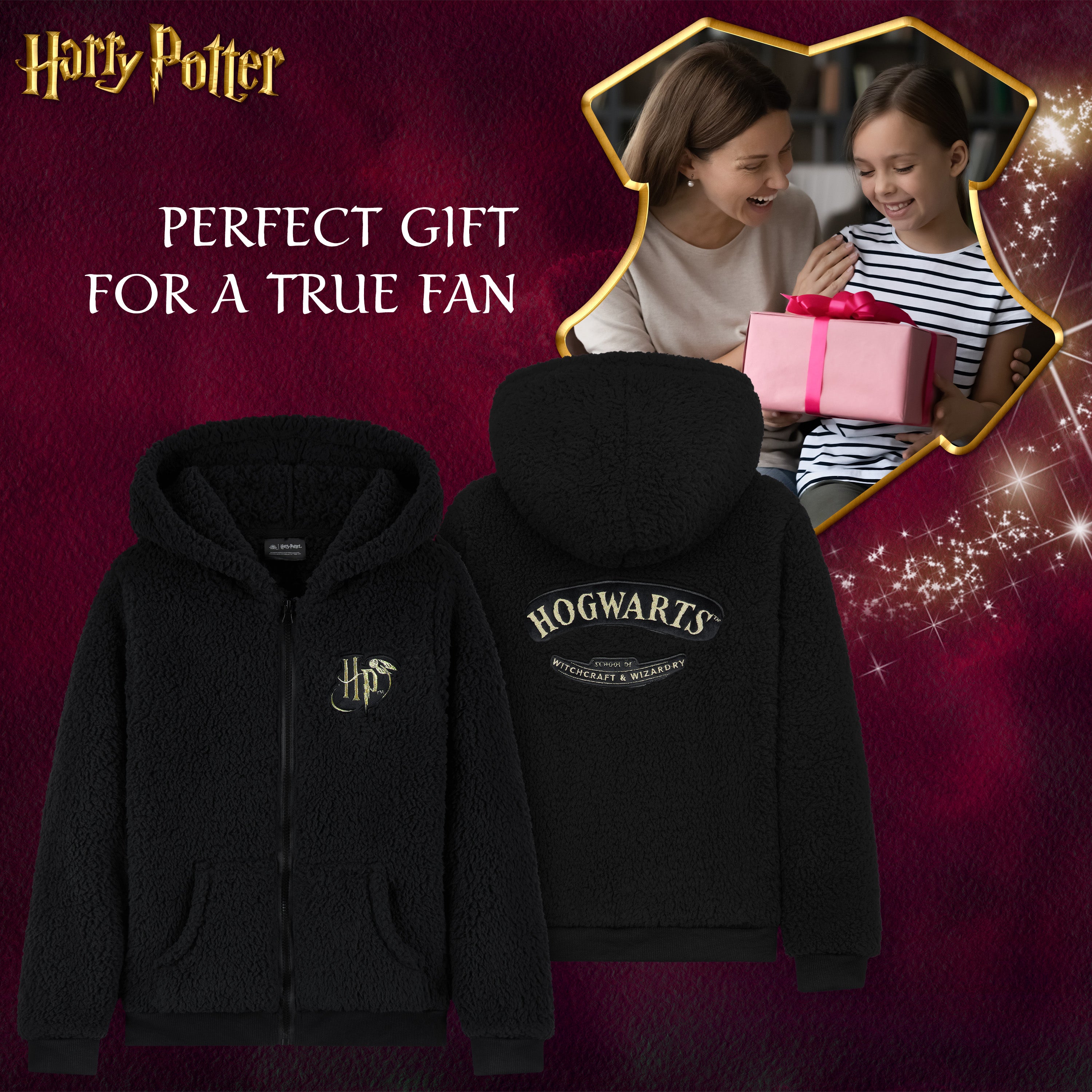 harry-potter-girls-sweat-zipp-fille-sherpa-noir-9-10-ans image 4