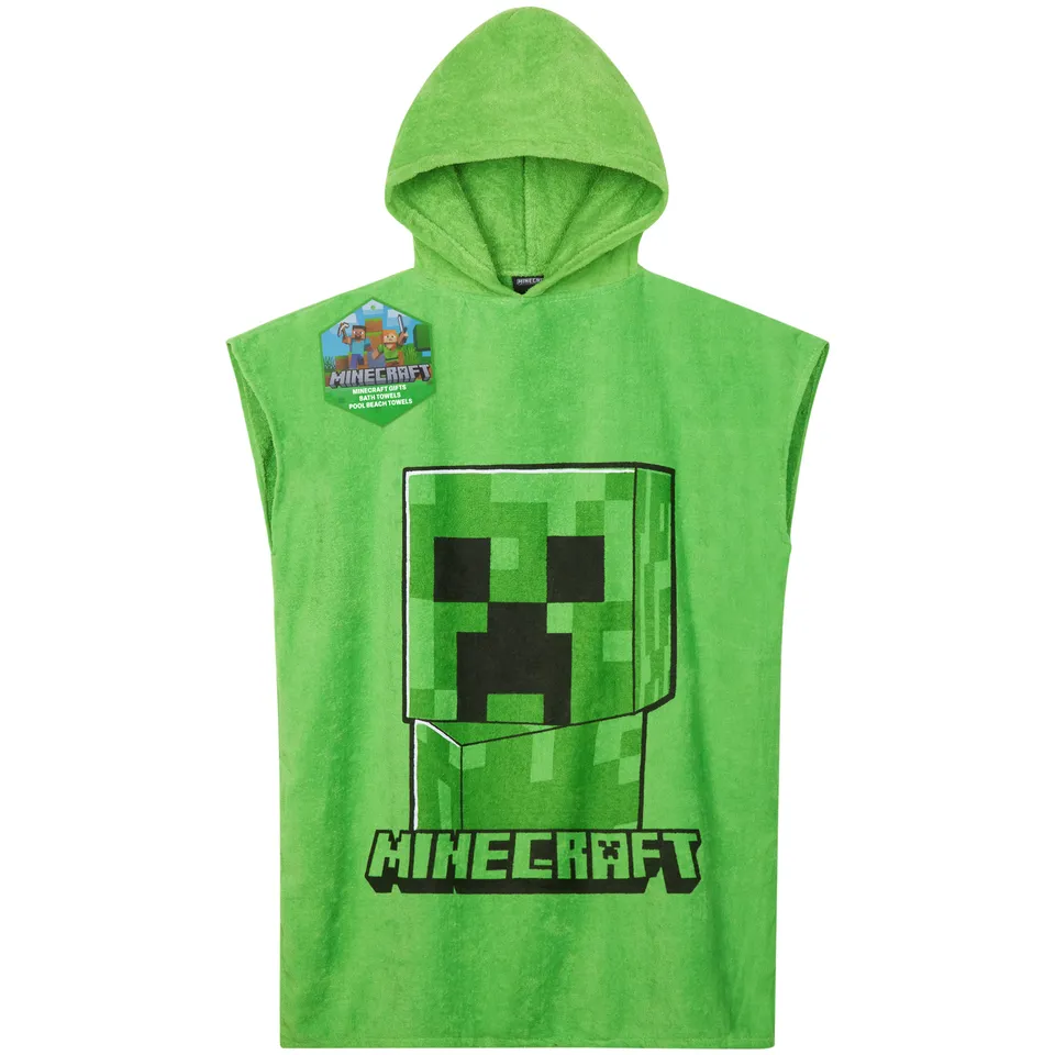 minecraft-poncho-serviette-capuche-enfant-vert-10-13-ans image 1