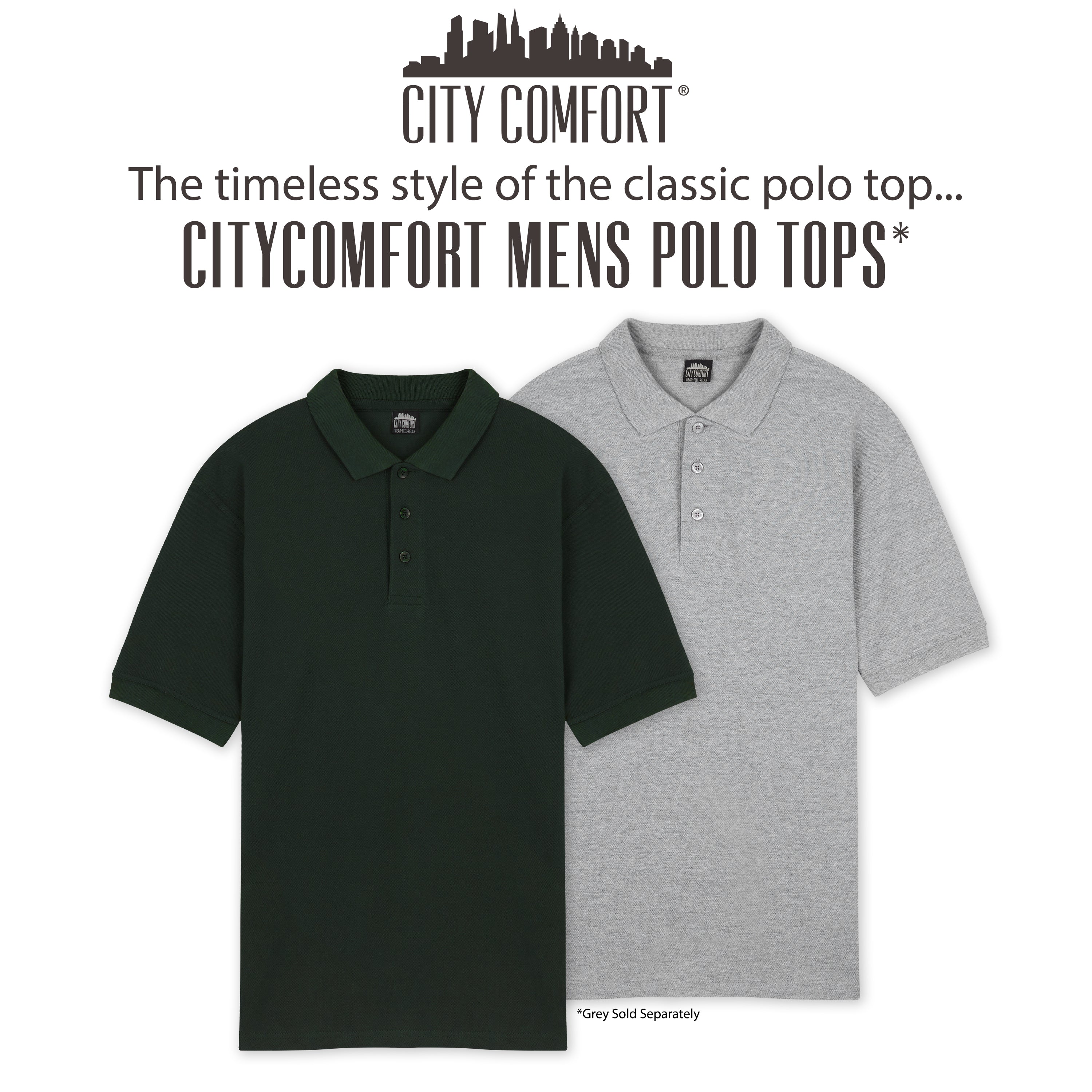 citycomfort-men-polo-manche-courte-coton-vert-gris image 6