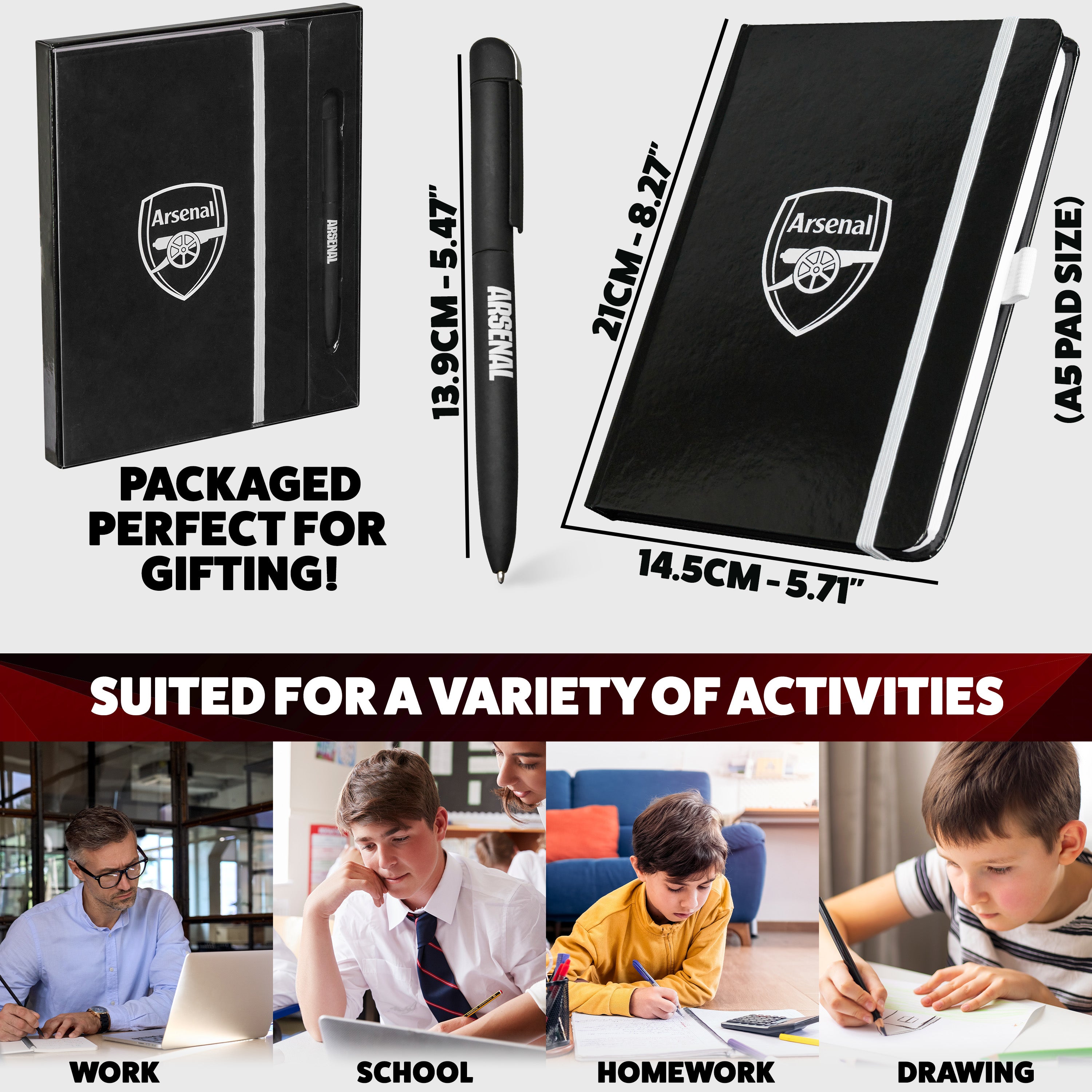 arsenal-carnet-a4-lign-stylo-papeterie-supporter-homme image 5