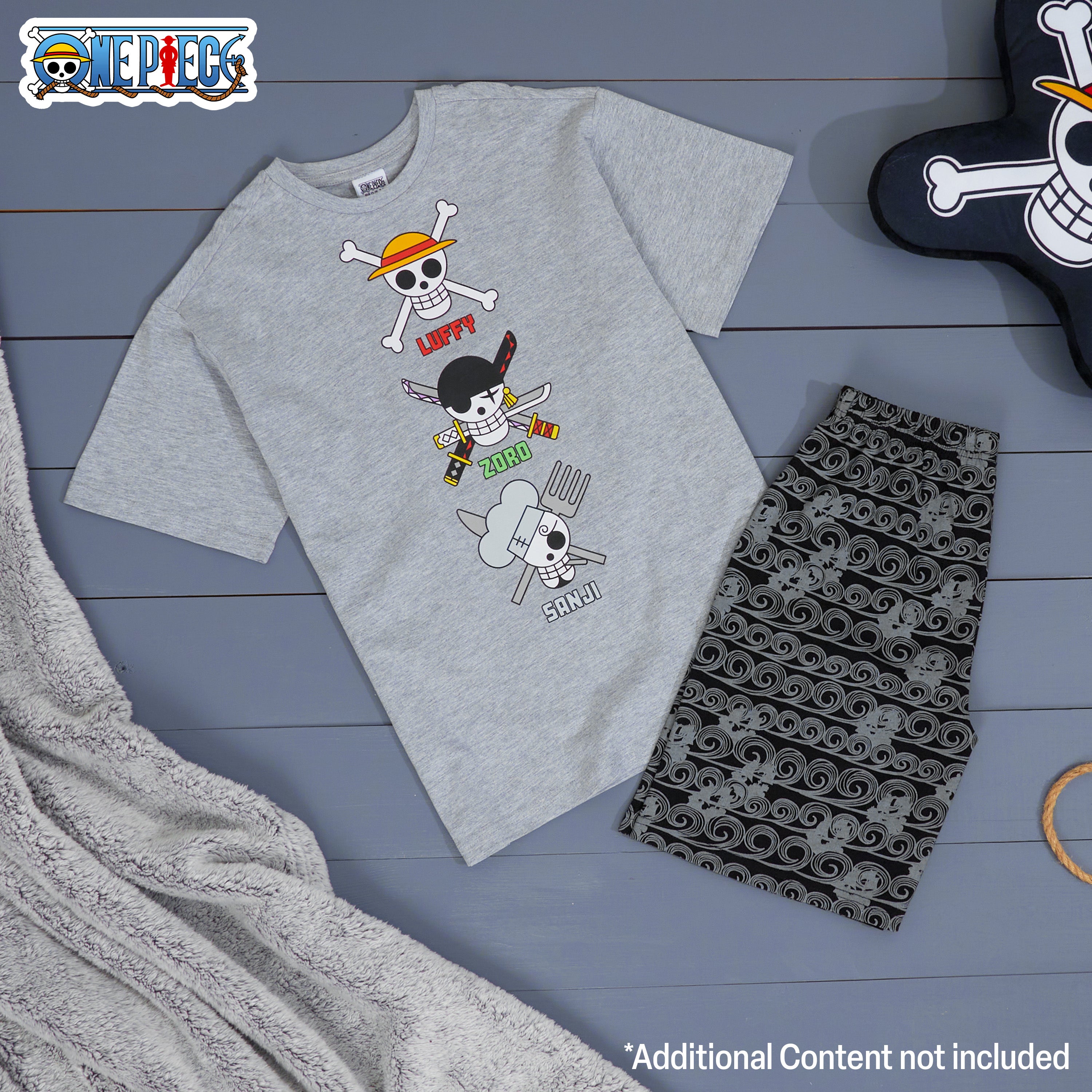 one-piece-pyjama-short-gar-on-gris-noir-coton-9-10-ans image 2