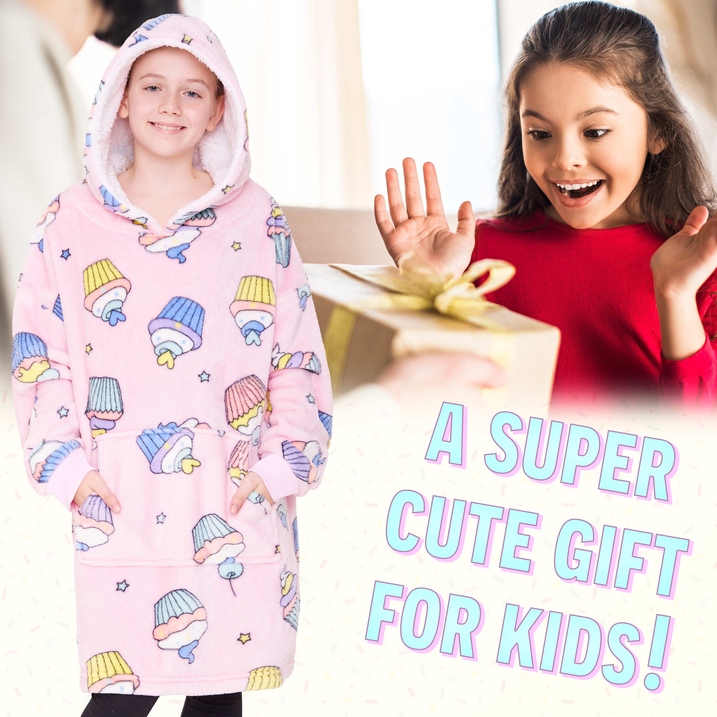 citycomfort-girls-sweat-plaid-cupcake-oversize-polaire-enfant image 2