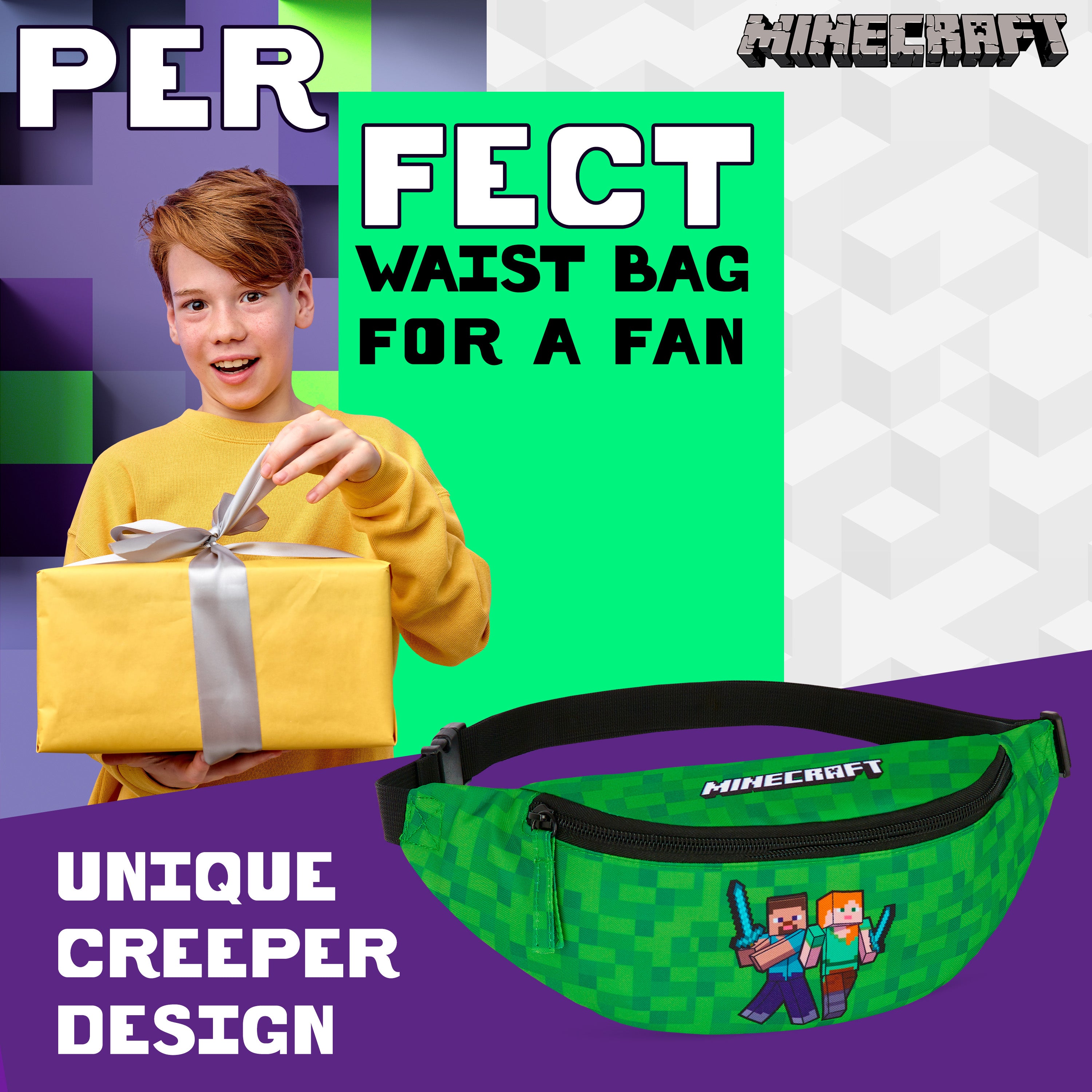 minecraft-creeper-sac-banane-enfant-vert-sangle-ajustable image 2