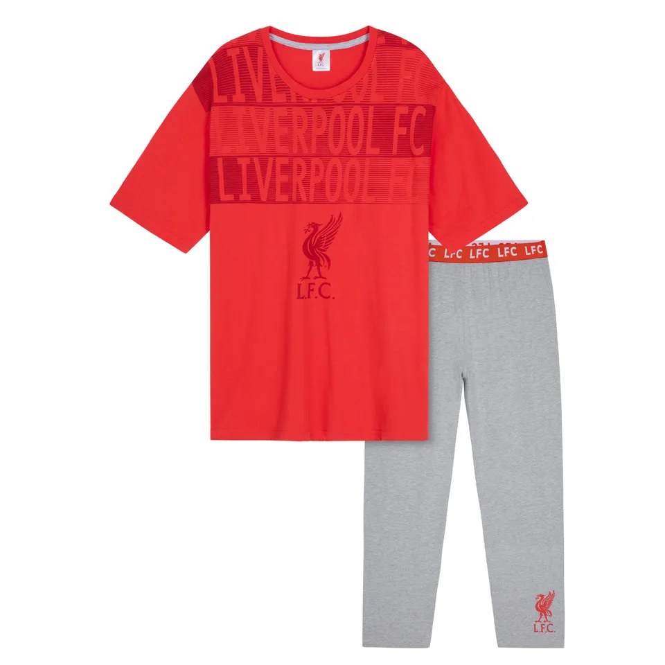 liverpool-fc-pyjama-homme-coton-rouge-gris-manches-courtes image 1