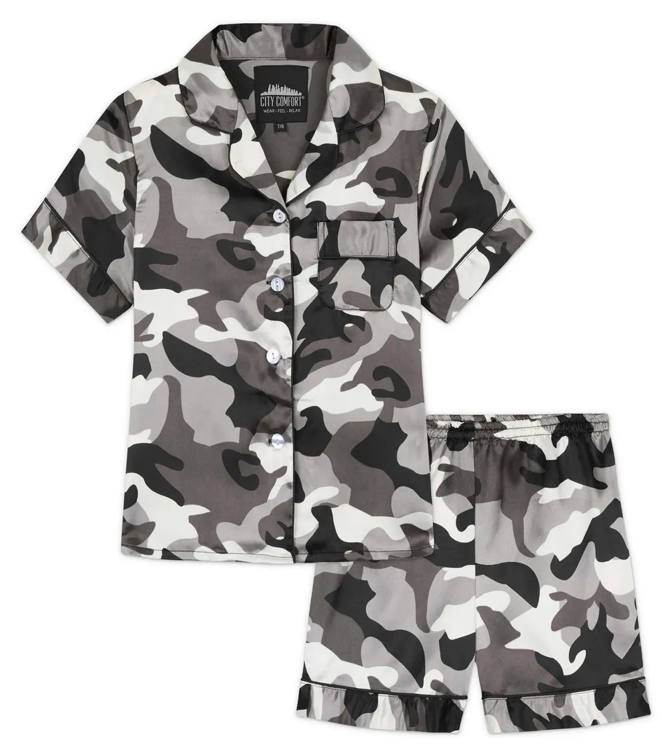 citycomfort-pyjama-satin-fille-short-2-pi-ces-boutonn image 1
