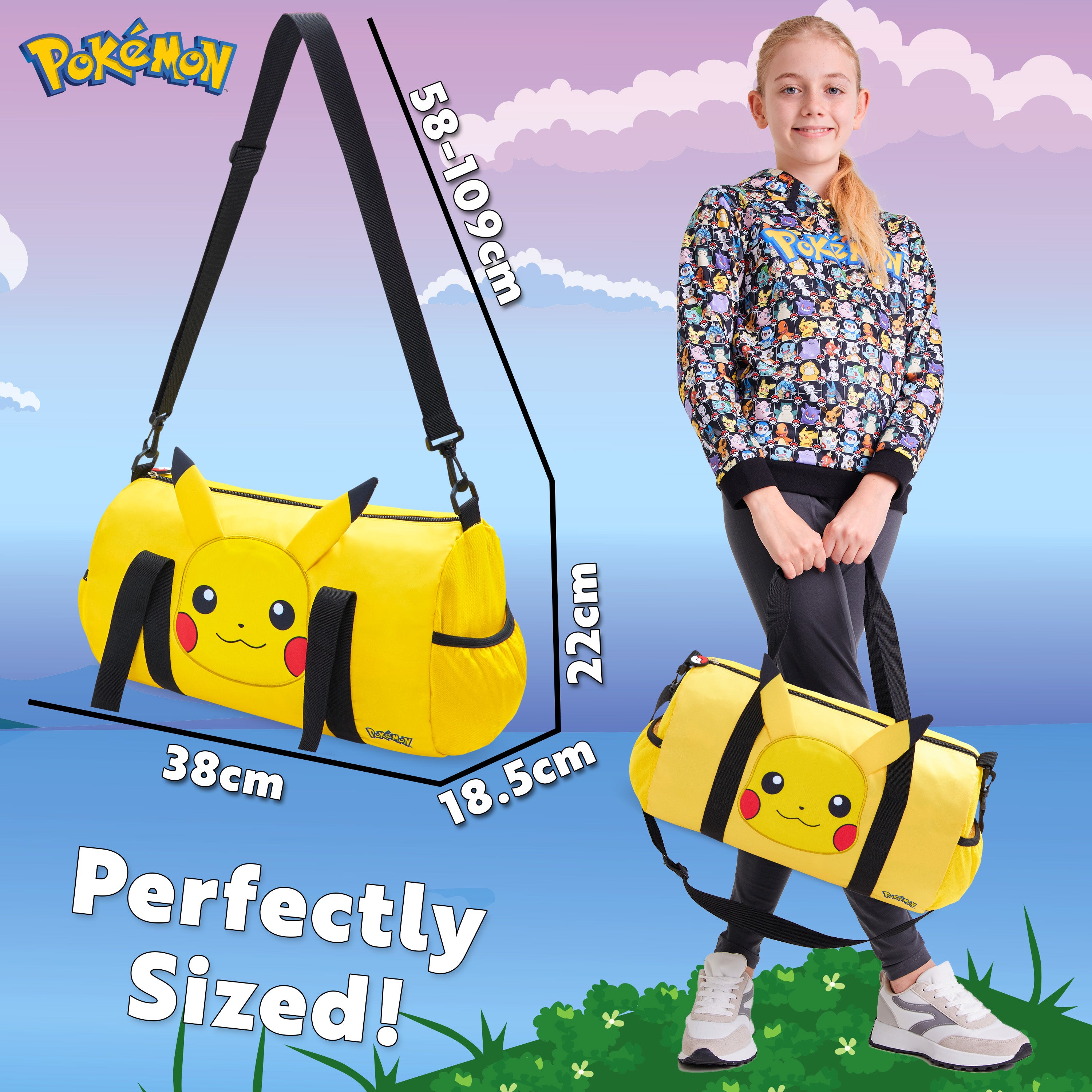 pok-mon-sac-voyage-enfant-pikachu-jaune-oreilles-3d-sport image 6