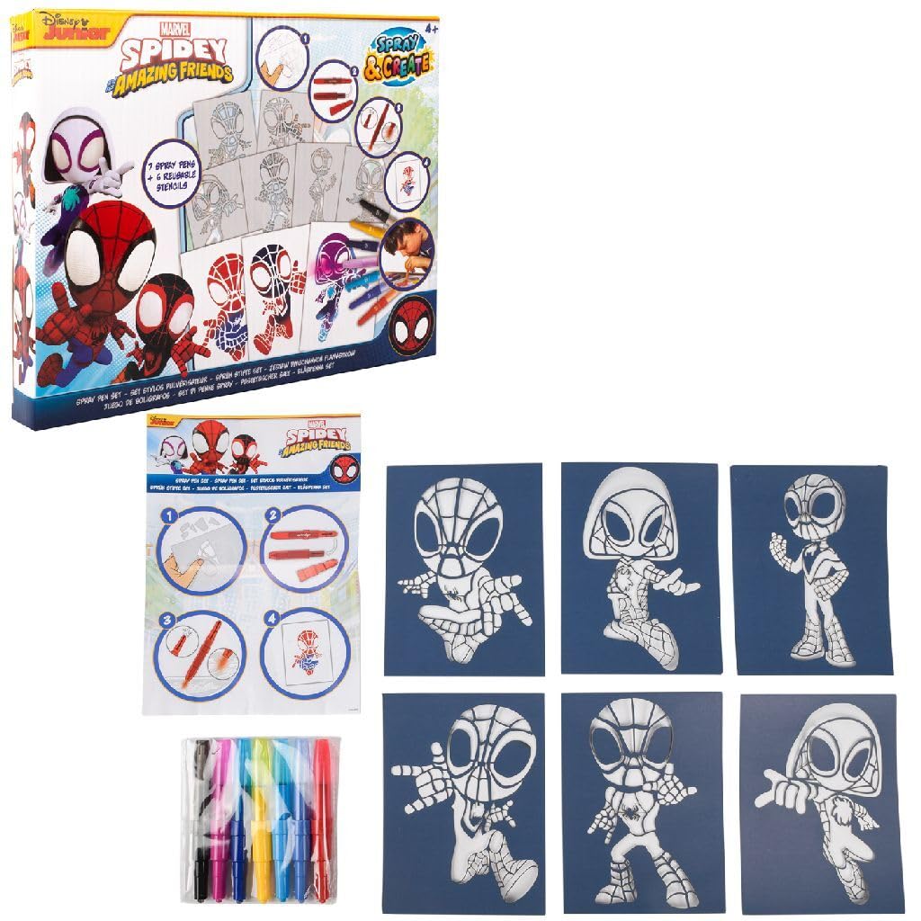 marvel-spidey-amazing-friends-kit-13-feutres-souffler-pochoirs image 1