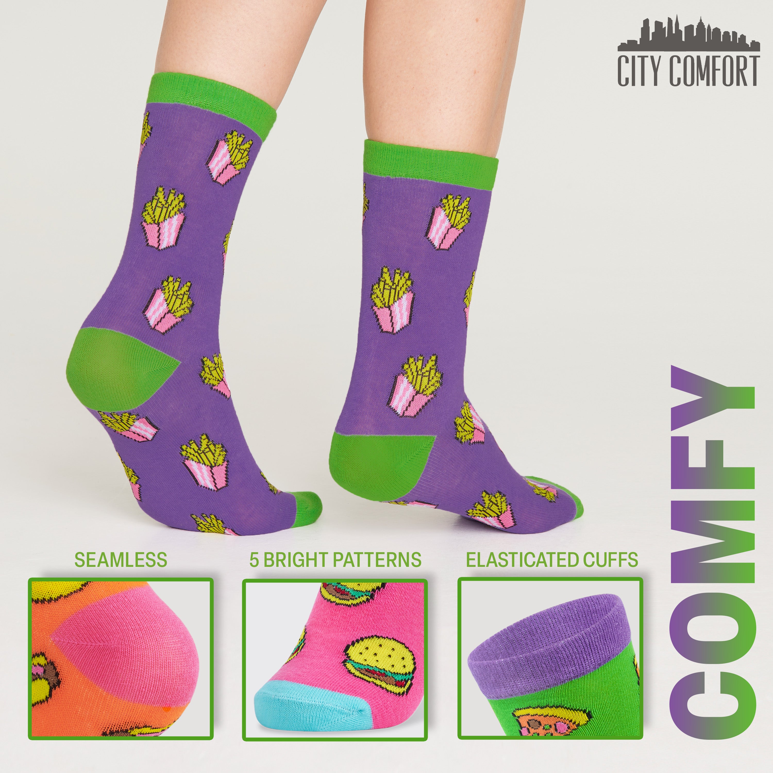 get-trend-citycomfort-chaussettes-femme-5-paires-couleurs-vives image 5