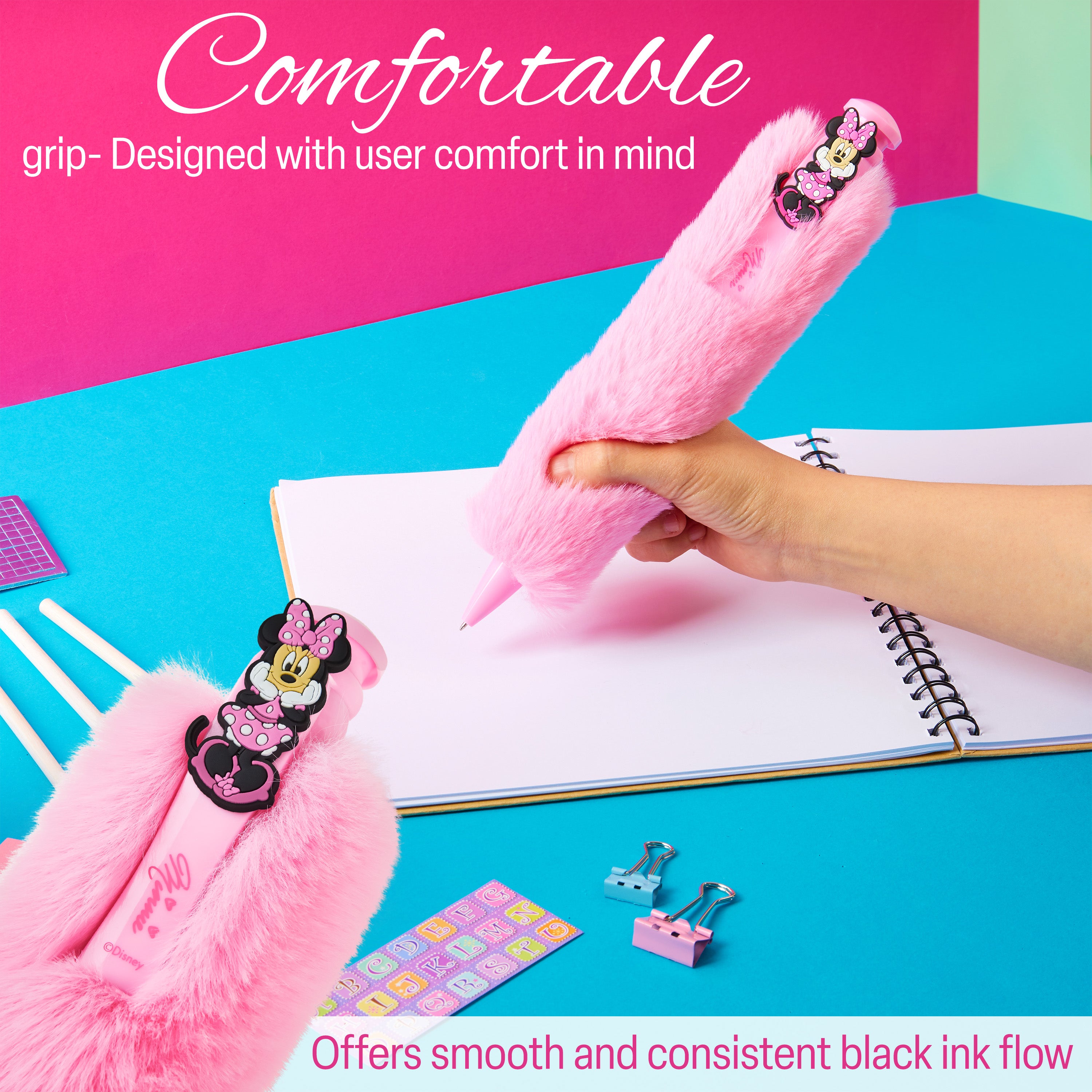 disney-minnie-stylo-bille-pompon-rose-encre-noire image 6