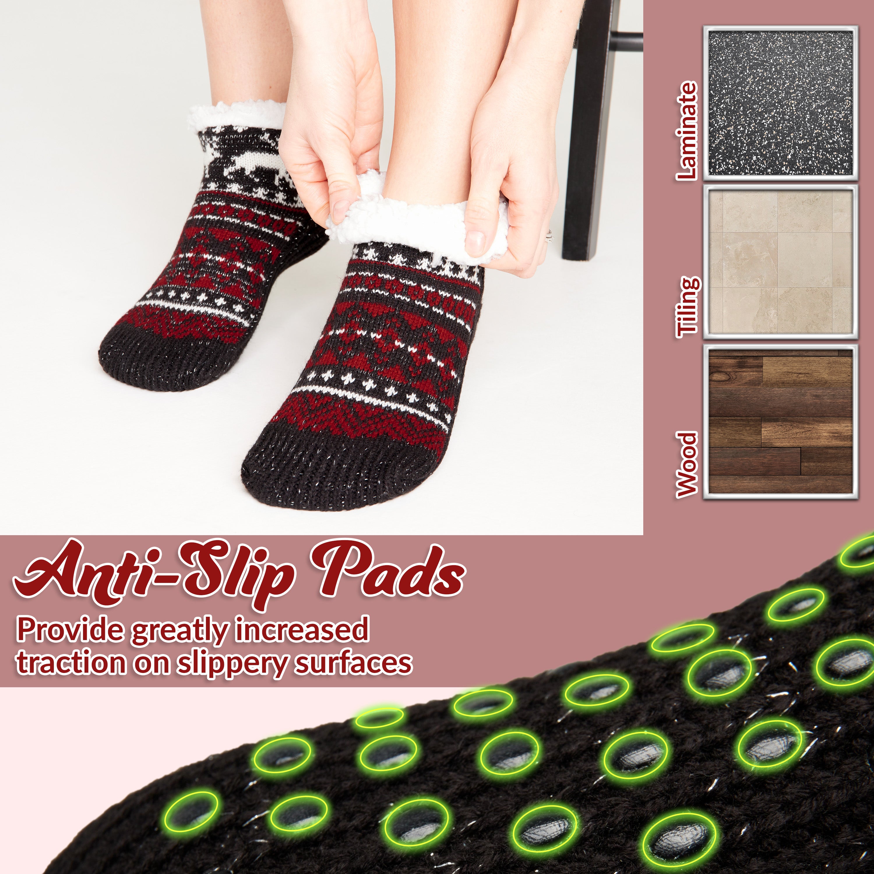 citycomfort-chaussettes-pilou-femme-sherpa-antiderapantes image 6