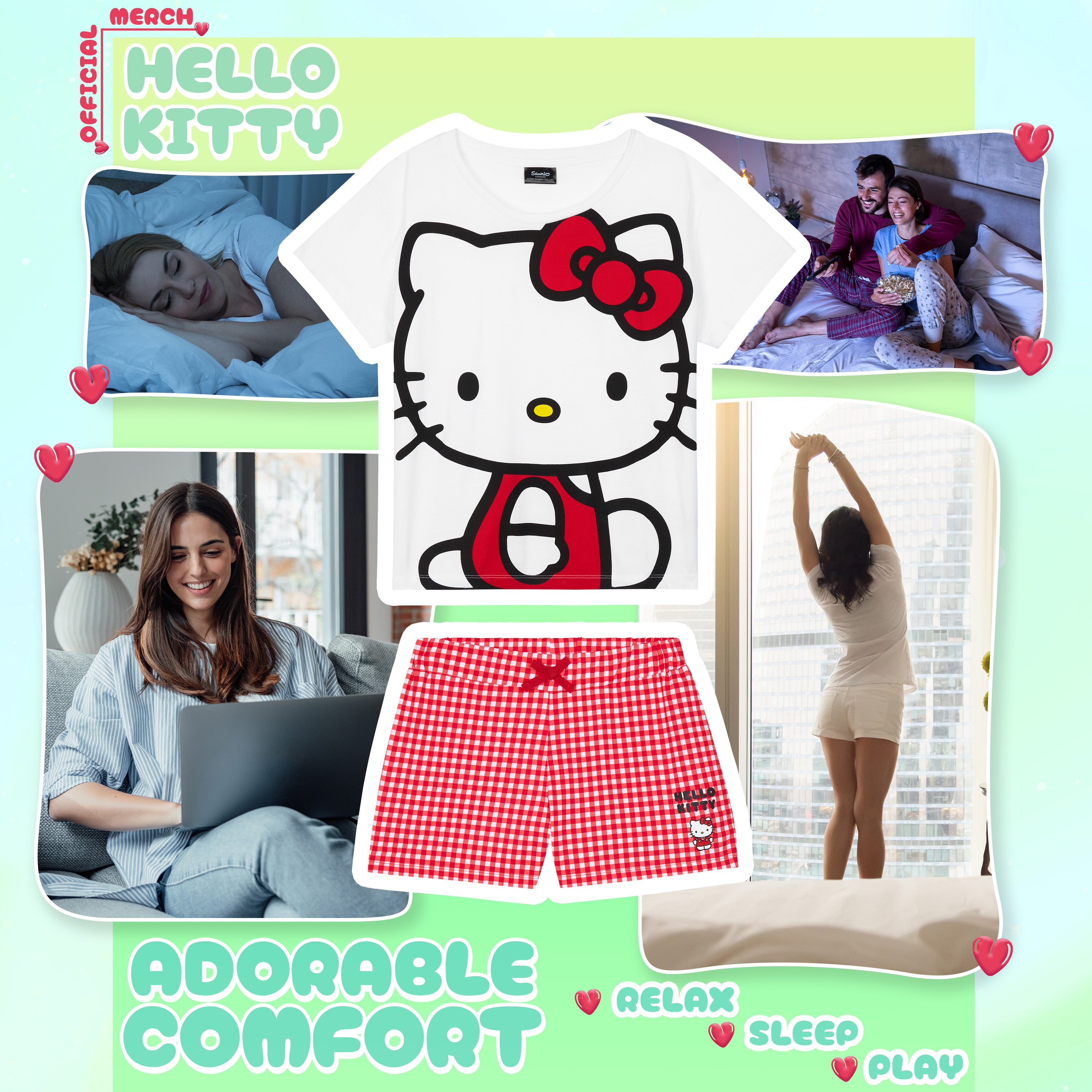 hello-kitty-pyjama-femme-short-manches-courtes-ensemble-nuit image 3