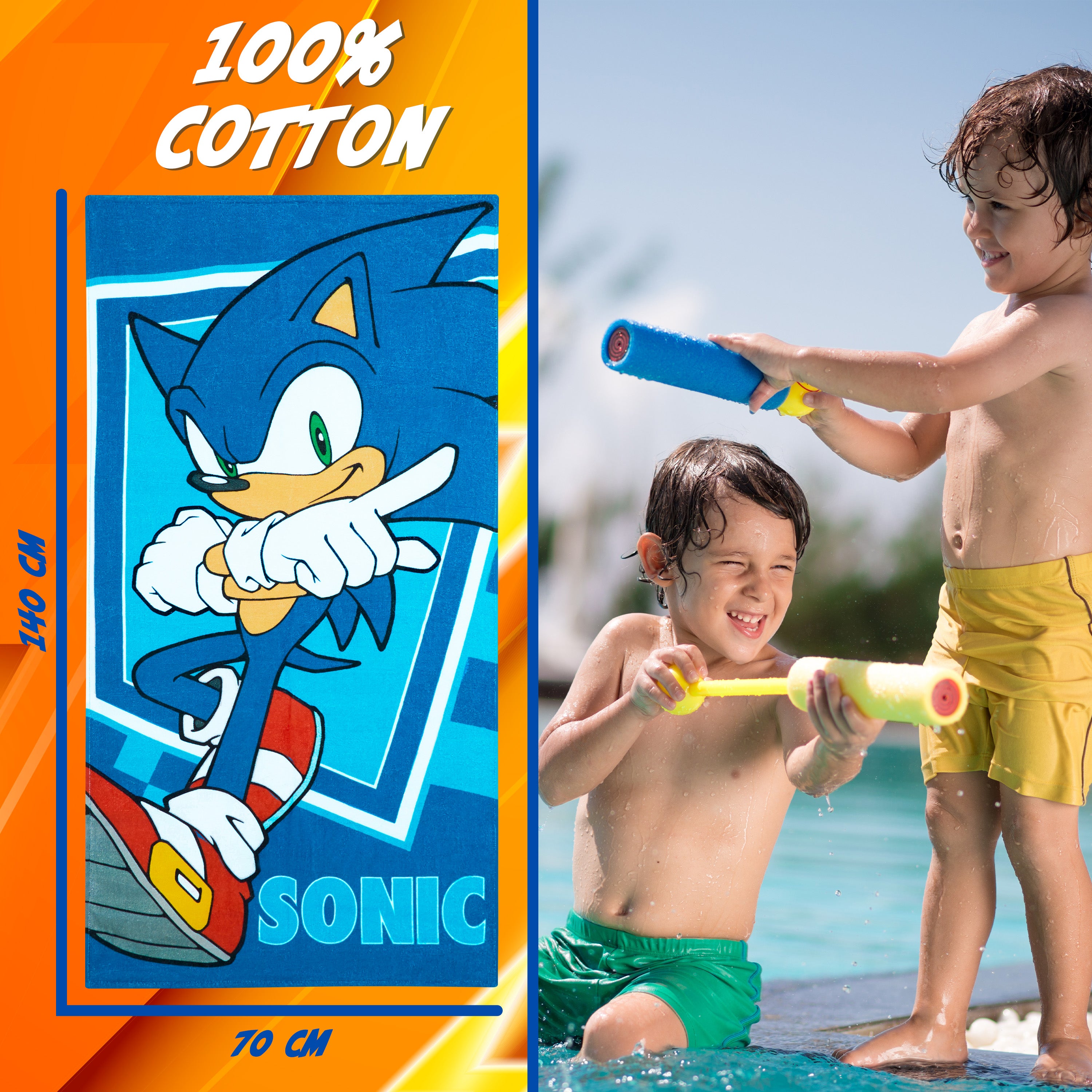 sonic-the-hedgehog-serviette-de-plage-enfant-70x140-coton image 5