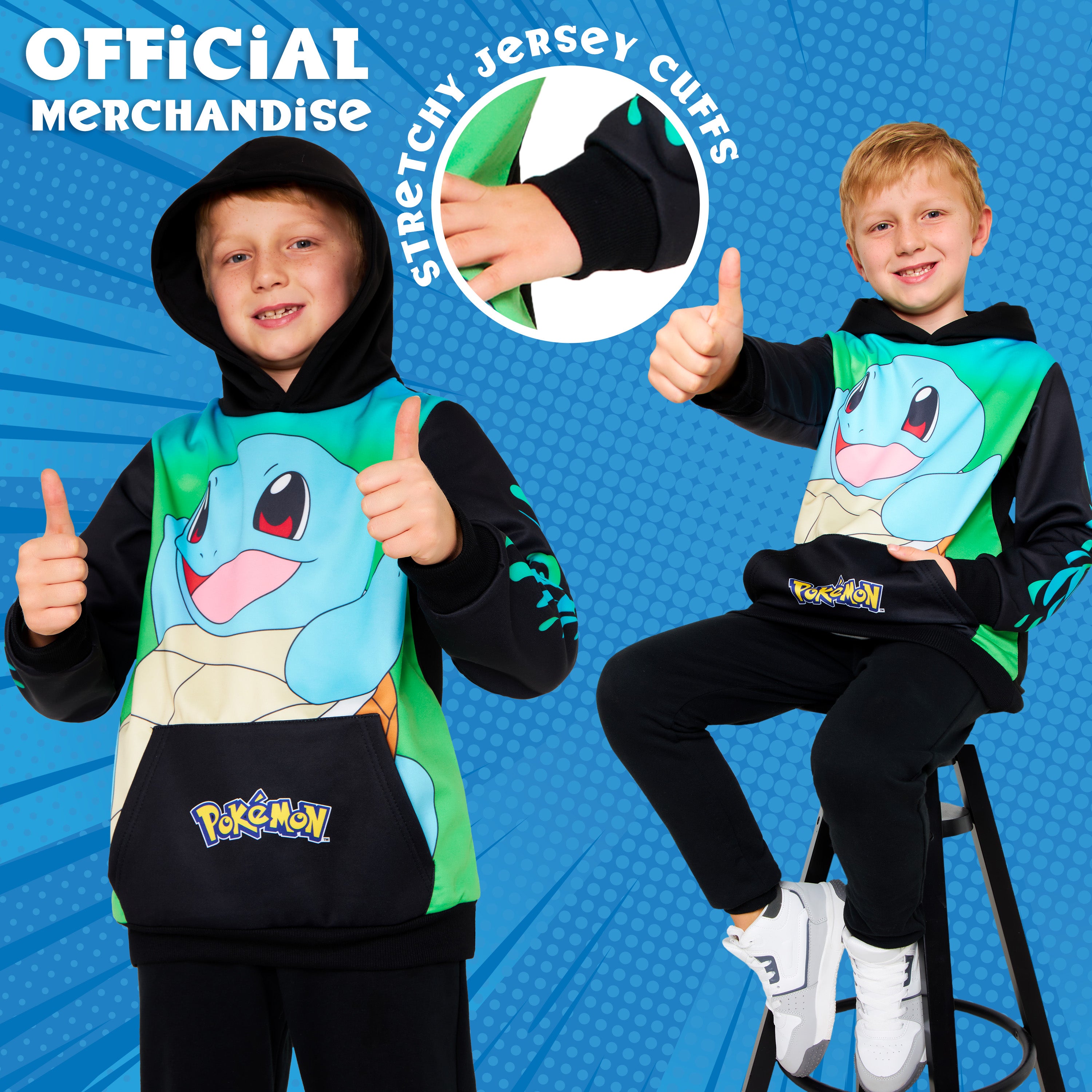 pok-mon-sweat-capuche-enfant-carapuce-noir-vert-poche-kangourou image 5