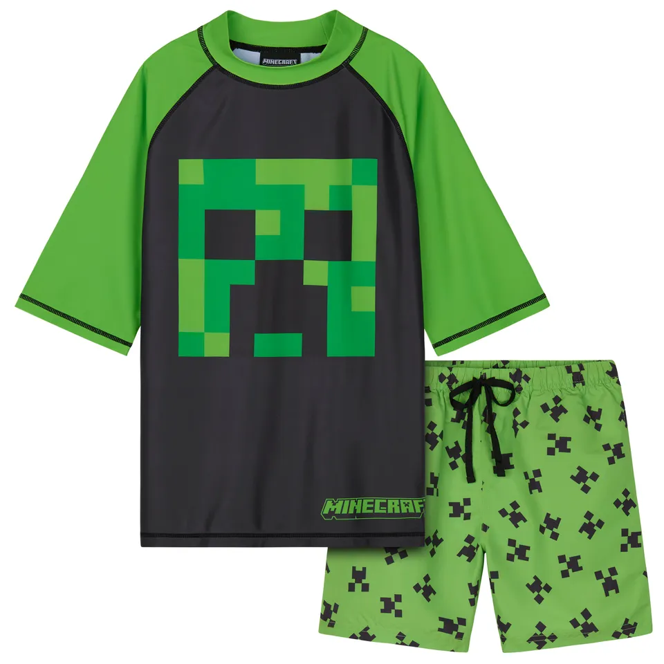 minecraft-maillot-de-bain-gar-on-2-pi-ces-vert-noir-9-10-ans image 1