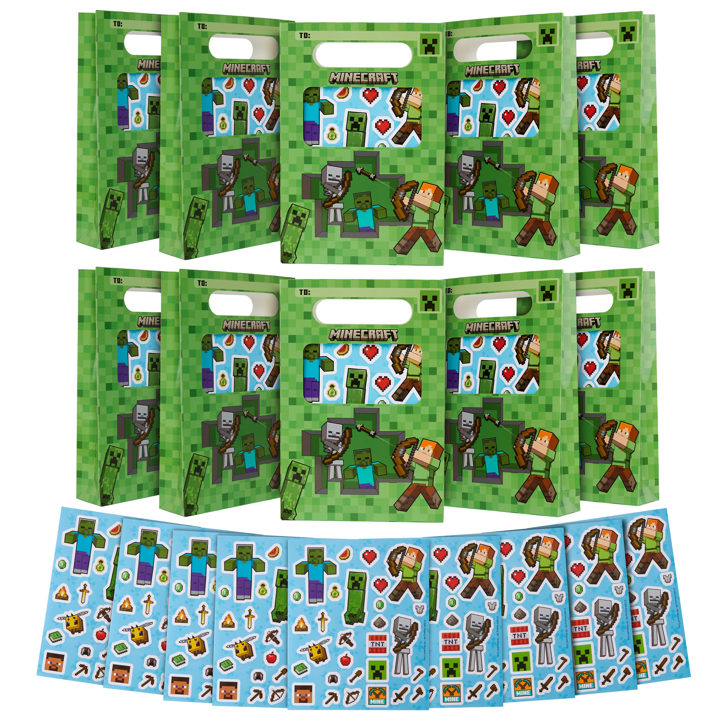 minecraft-sachets-de-f-te-10-pi-ces-avec-stickers image 1