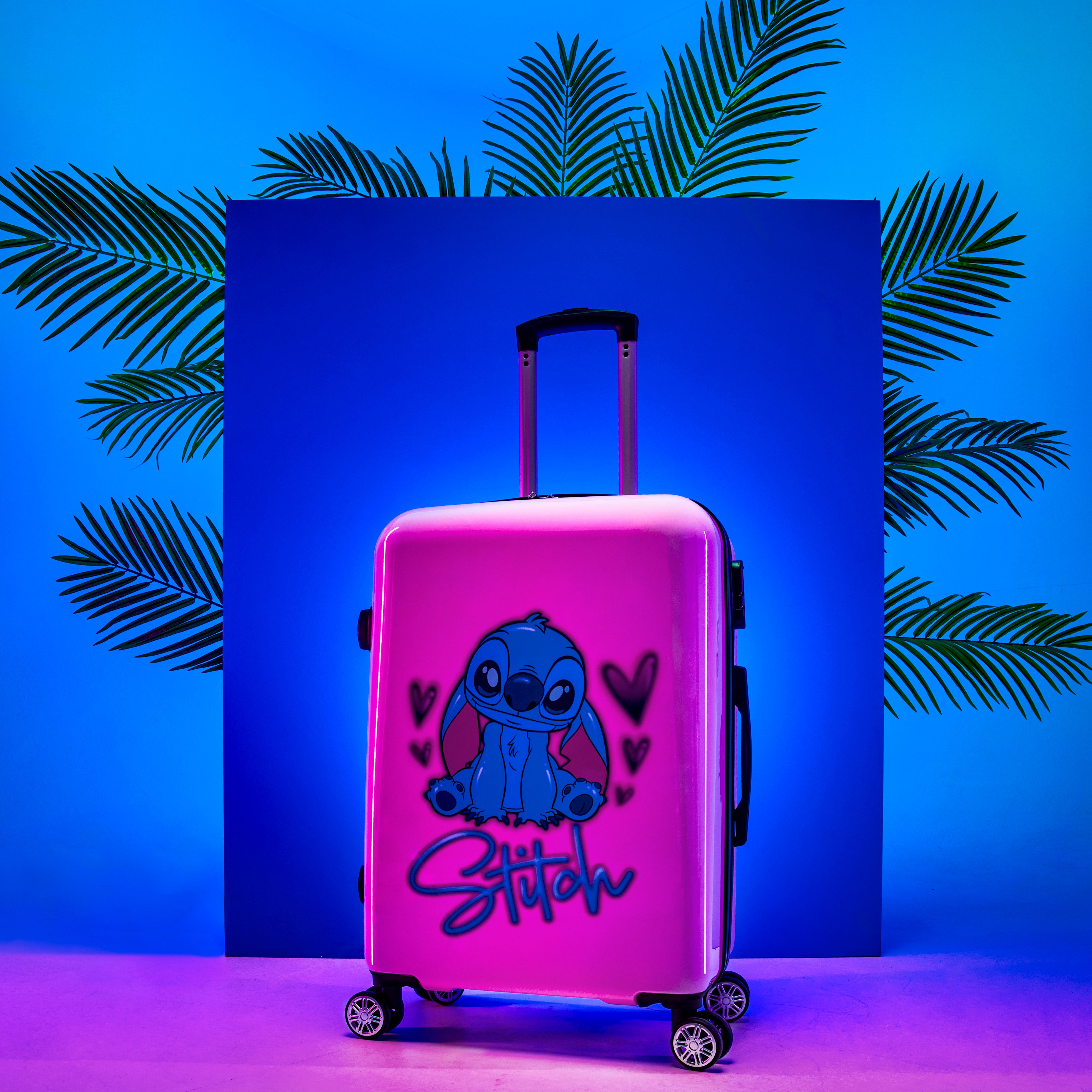 disney-stitch-valise-cabine-rigide-rose-medium-roulettes image 2