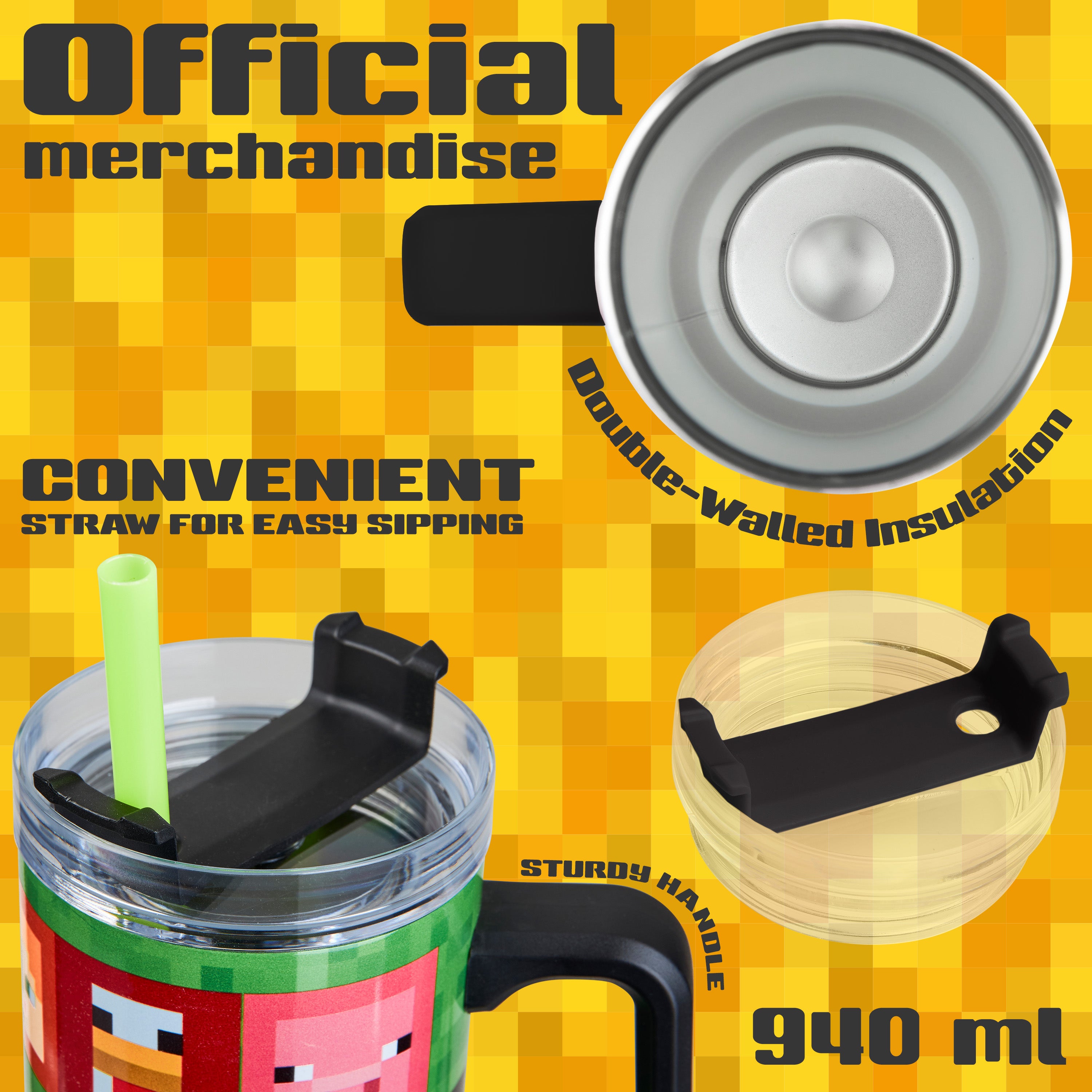 minecraft-gourde-isotherme-940ml-creeper-paille-poign-e image 5