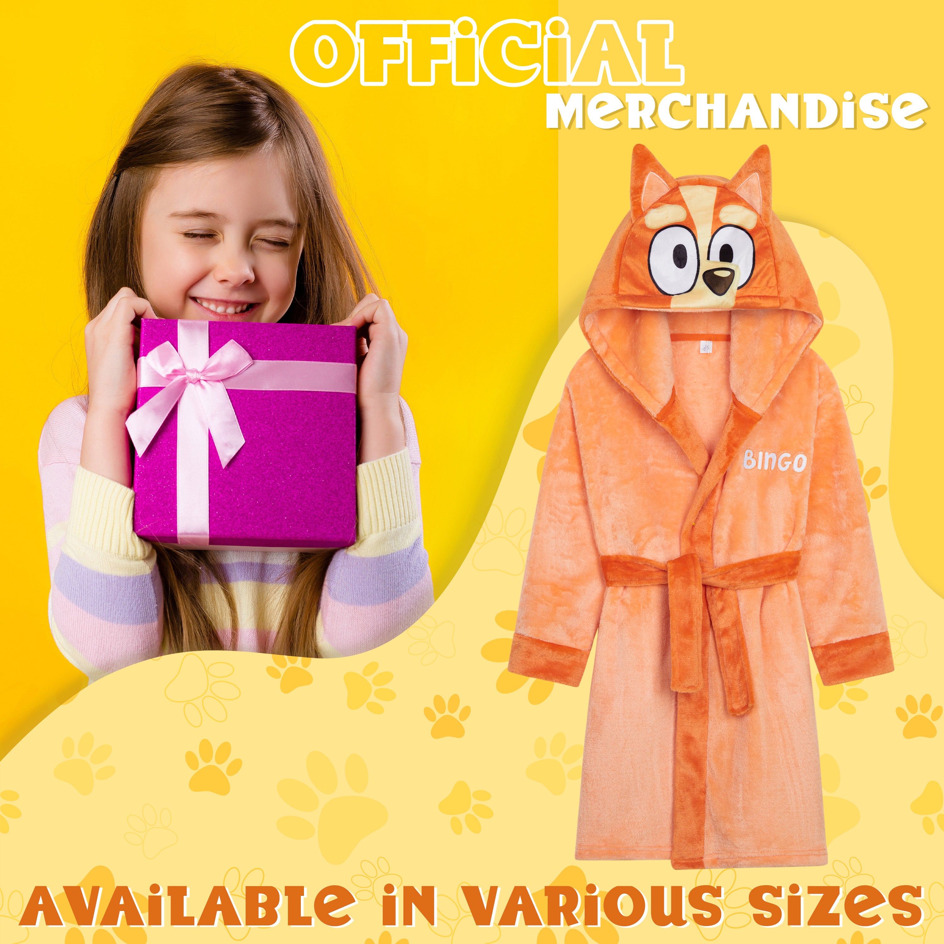 bluey-peignoir-polaire-fille-capuche-ceinture-orange-5-6-ans image 2