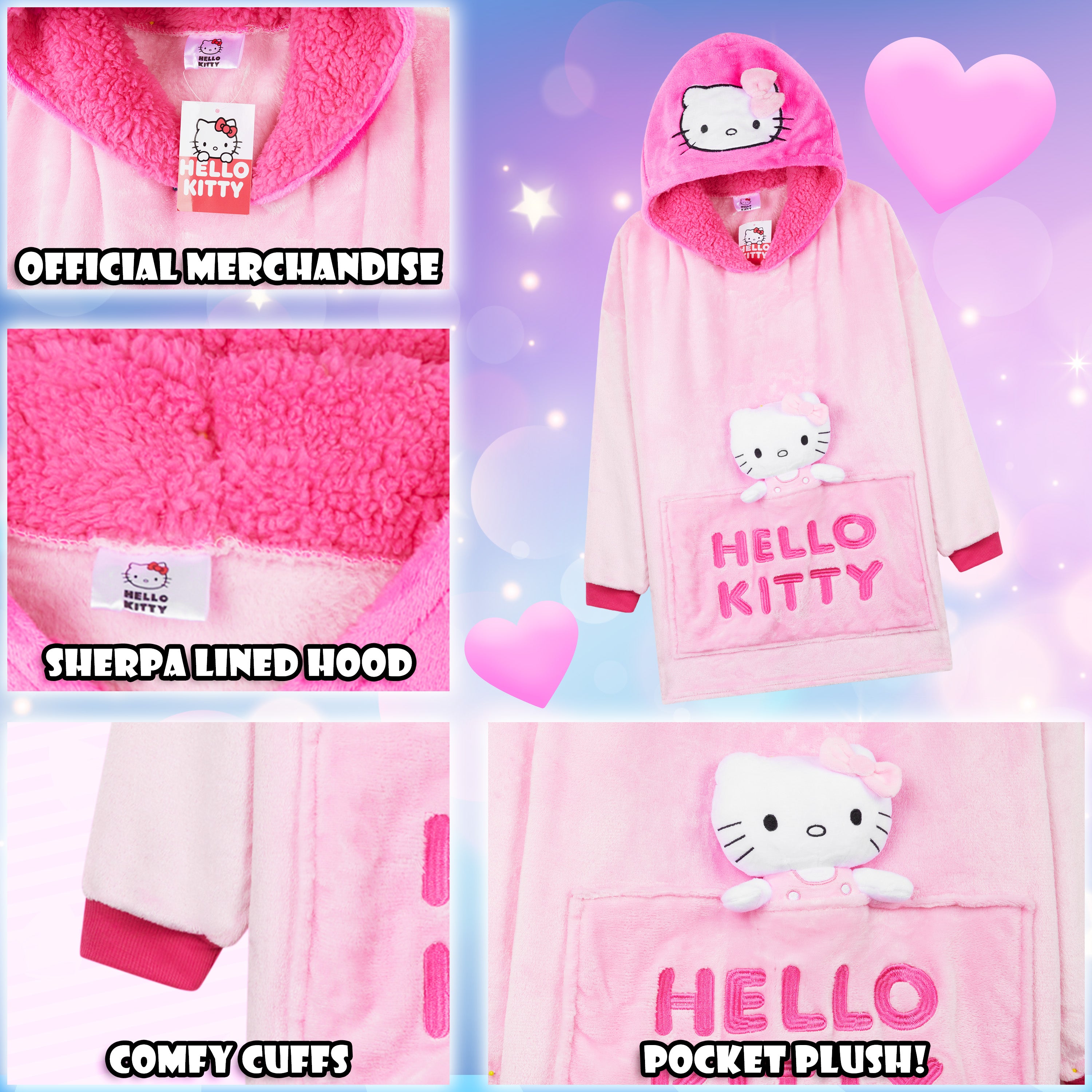 hello-kitty-sweat-plaid-polaire-fille-oversize-avec-peluche-sherpa image 4