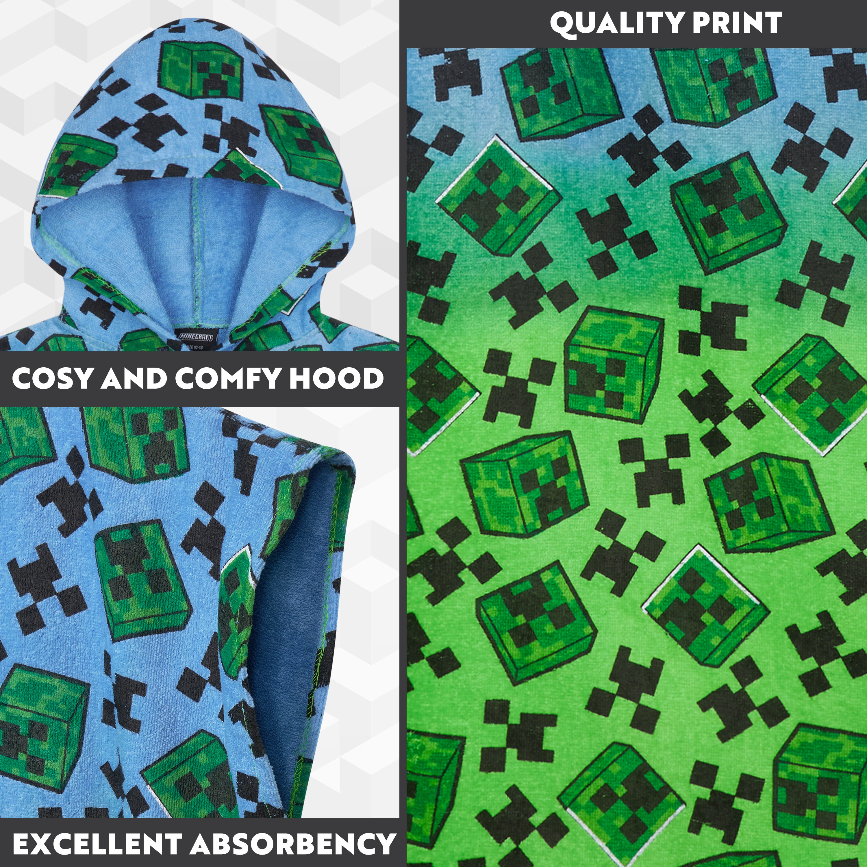 minecraft-serviette-poncho-capuche-enfant-6-9-ans-gamer image 4