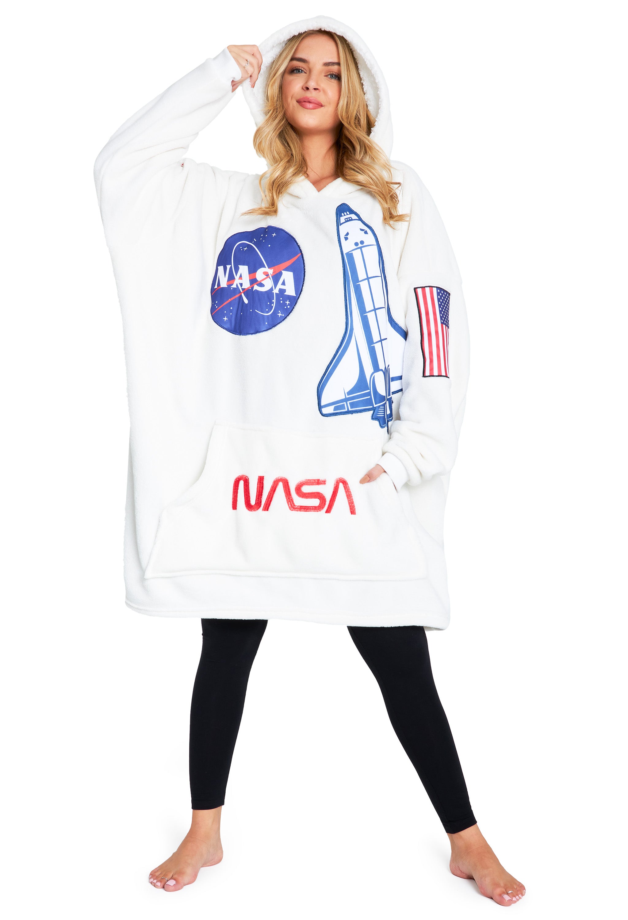 get-trend-nasa-sweat-plaid-capuche-blanc-oversize-polaire image 1