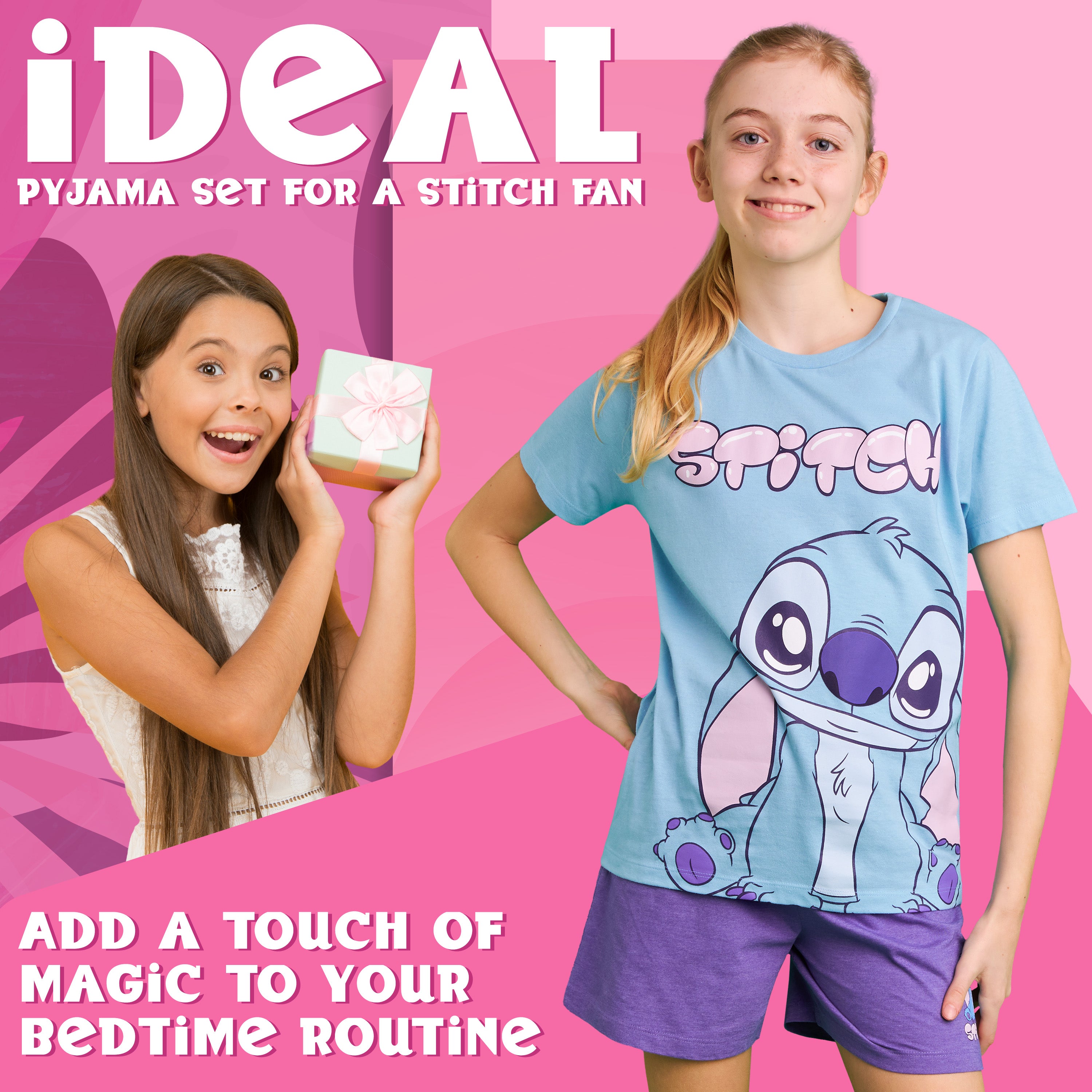 disney-stitch-pyjama-court-fille-coton-9-10-ans image 3