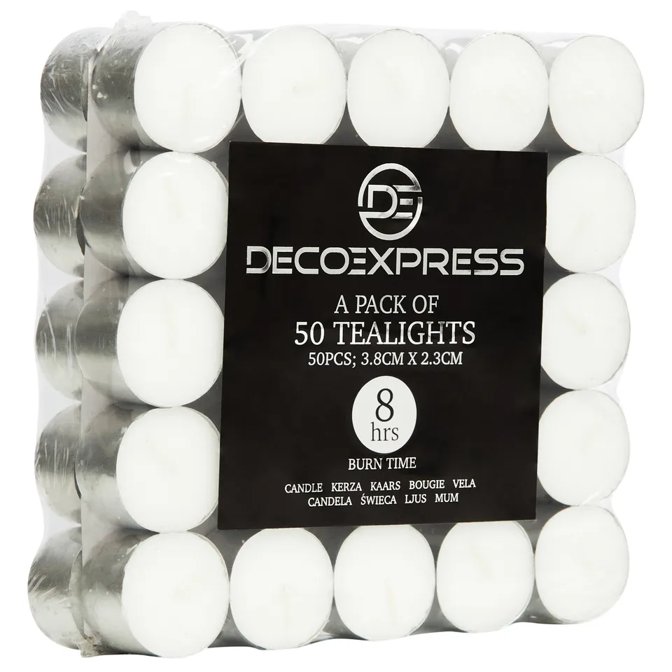 bougies-chauffe-plat-blanches-lot-50-pi-ces-8-heures-non-parfum-es image 1
